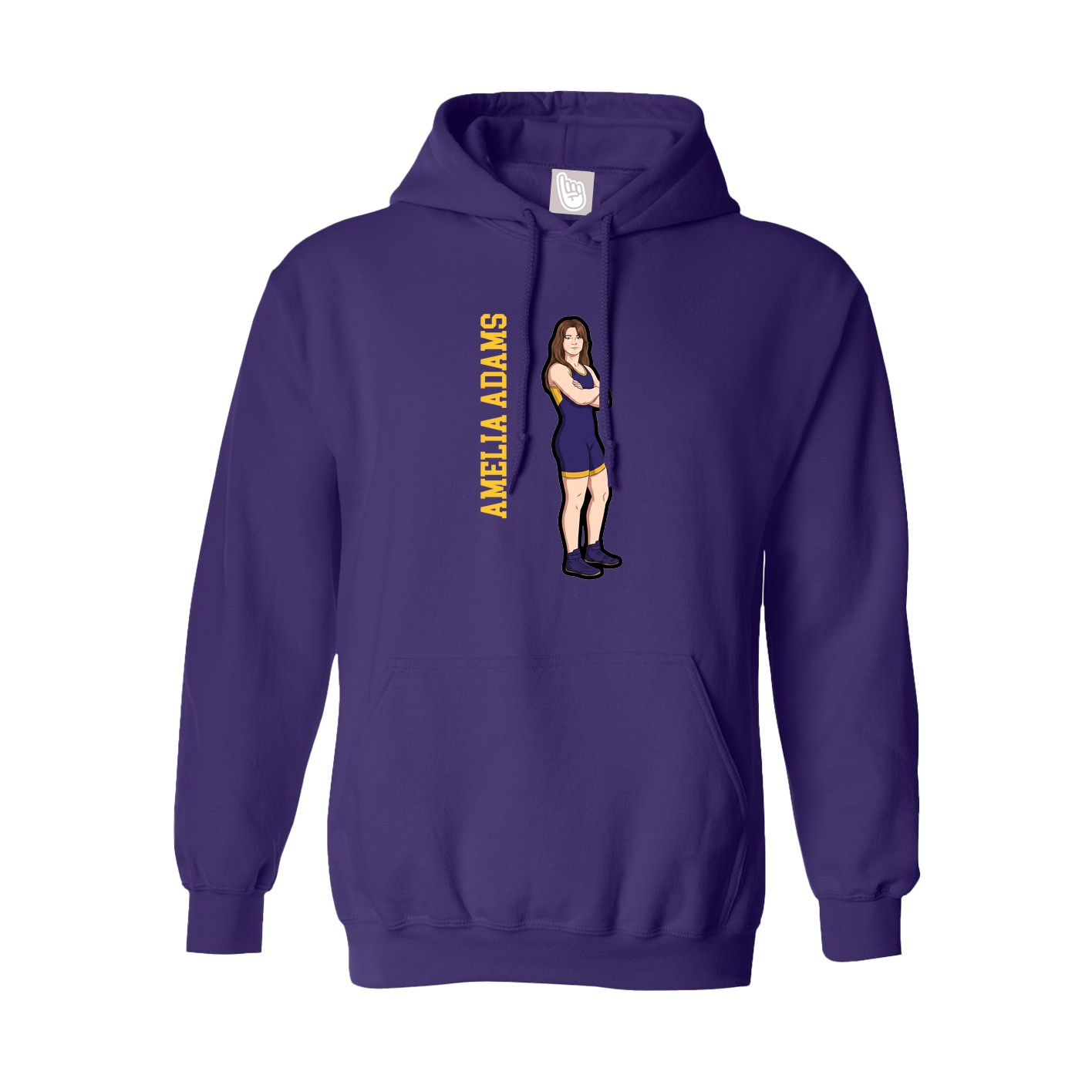 Hoodie — Name Vertical in Purple