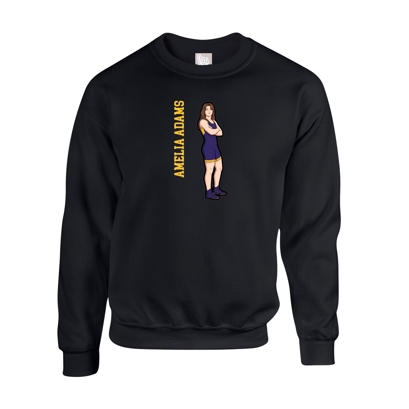 Fleece Crew — Name Vertical in Black
