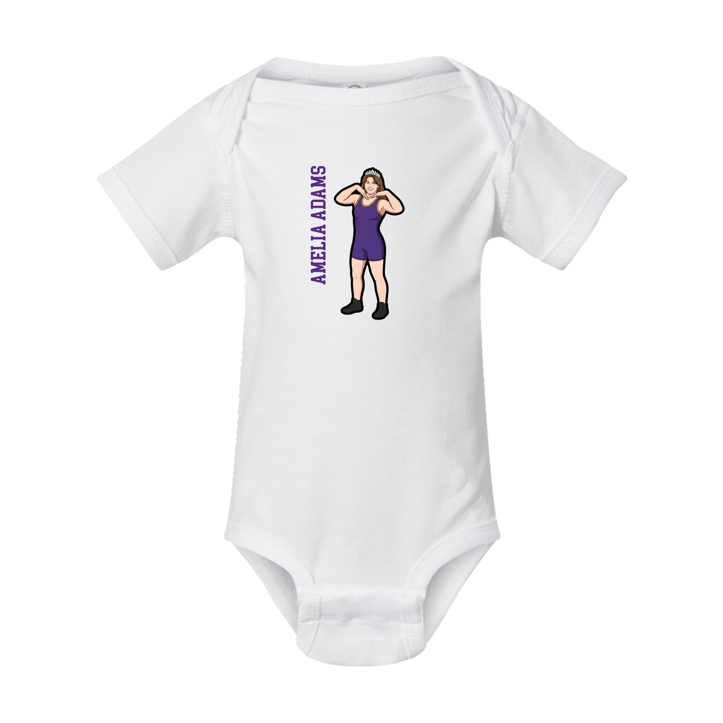 Baby Onesie — Name Vertical in White