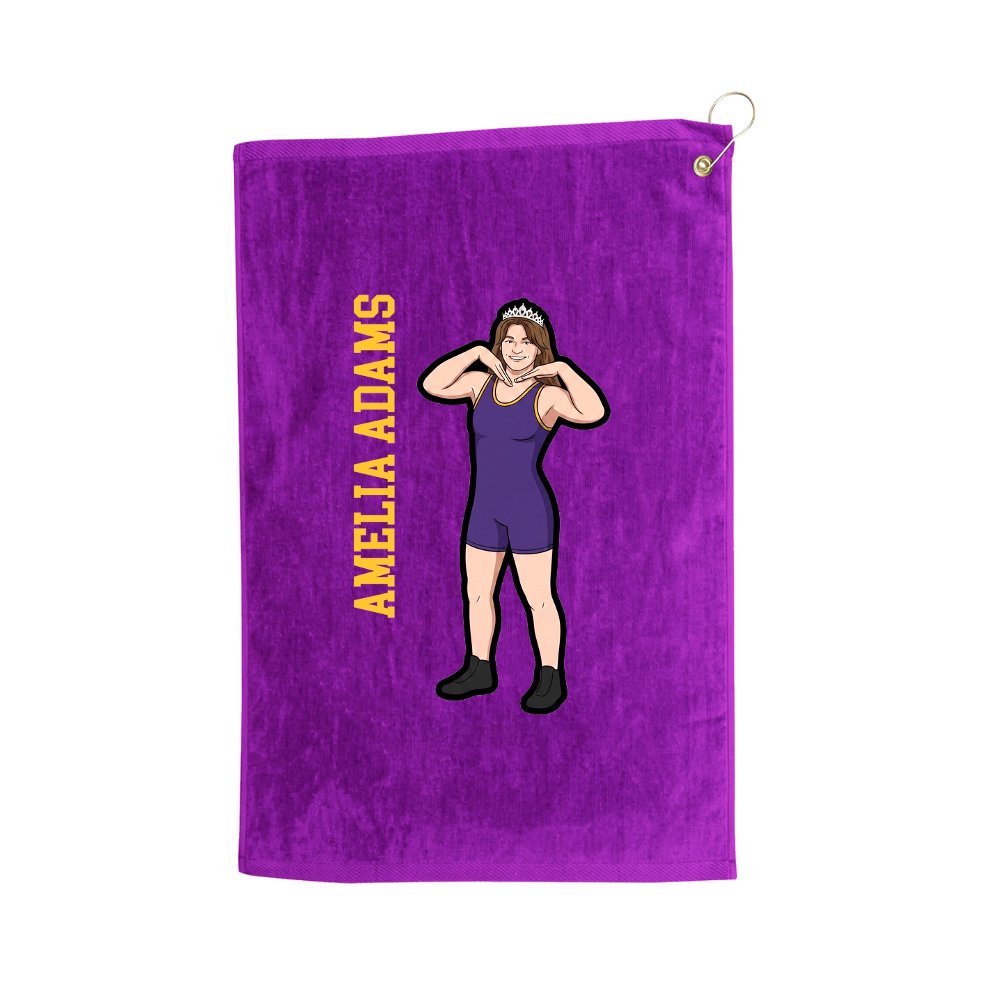 Golf Towel — Name Vertical in Purple