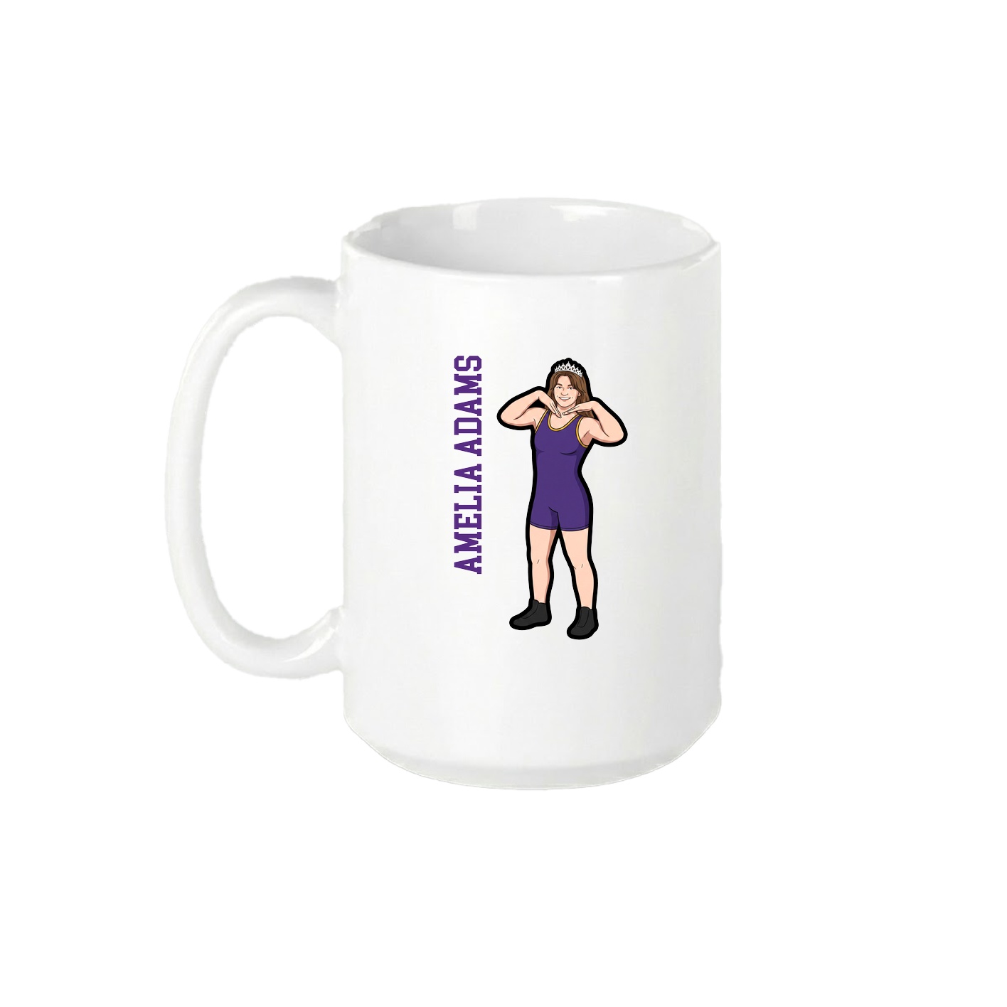 15oz Coffee Mug — Name Vertical in White