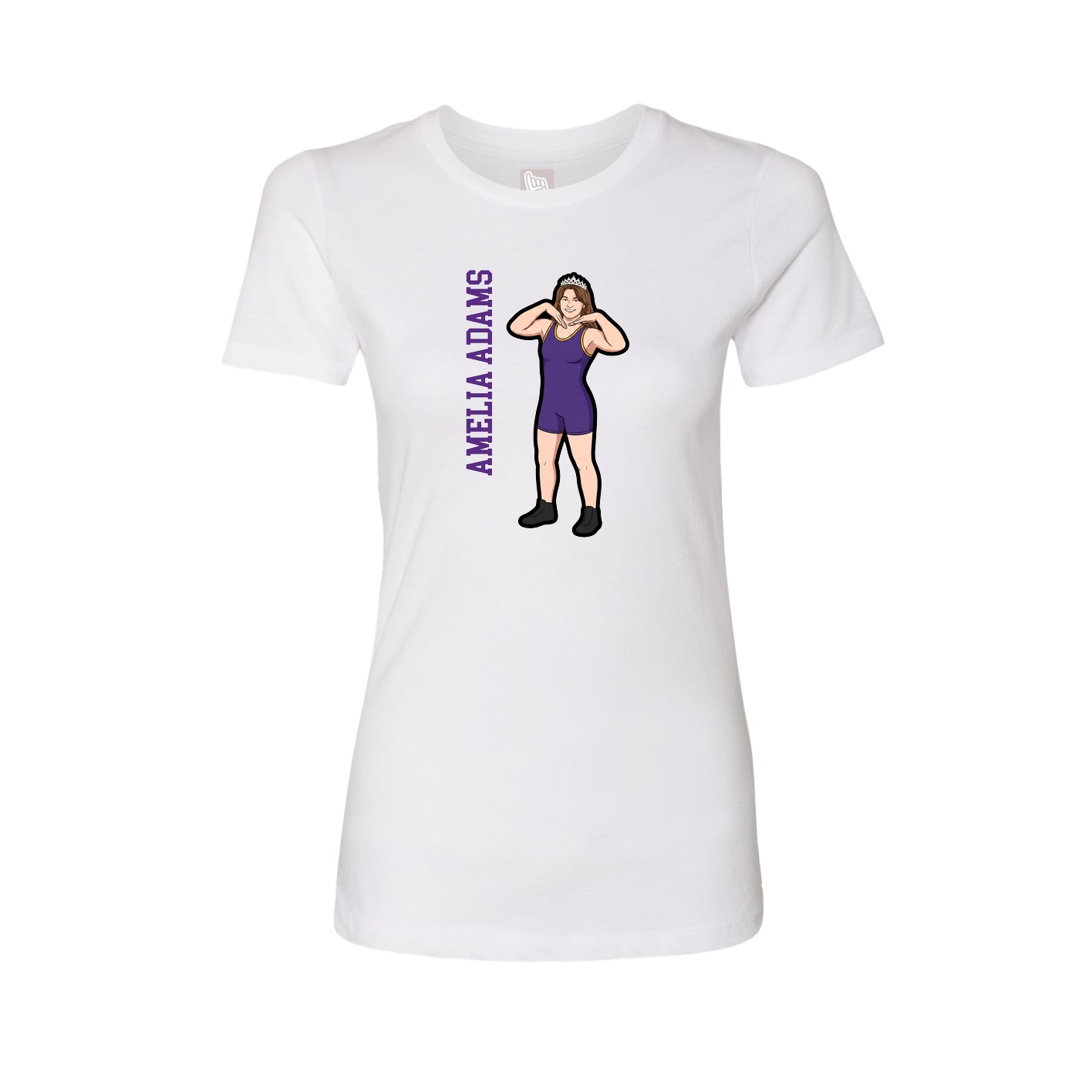 Fitted Women's Tee — Name Vertical in White