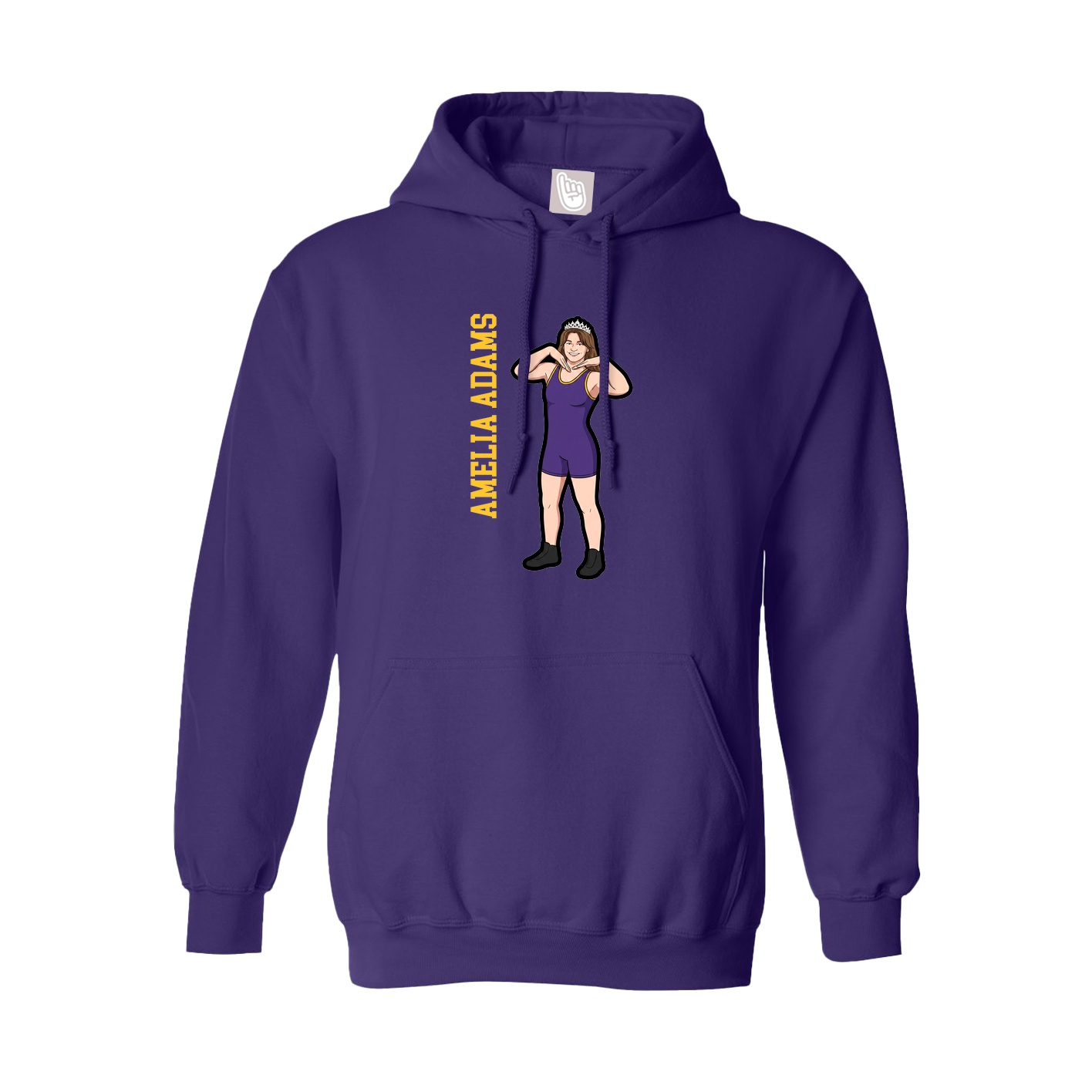 Hoodie — Name Vertical in Purple