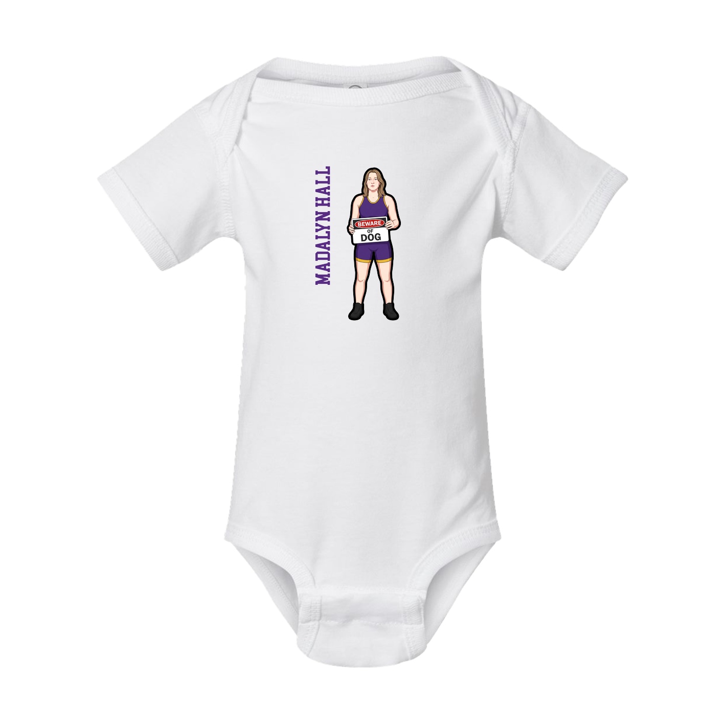 Baby Onesie — Name Vertical in White