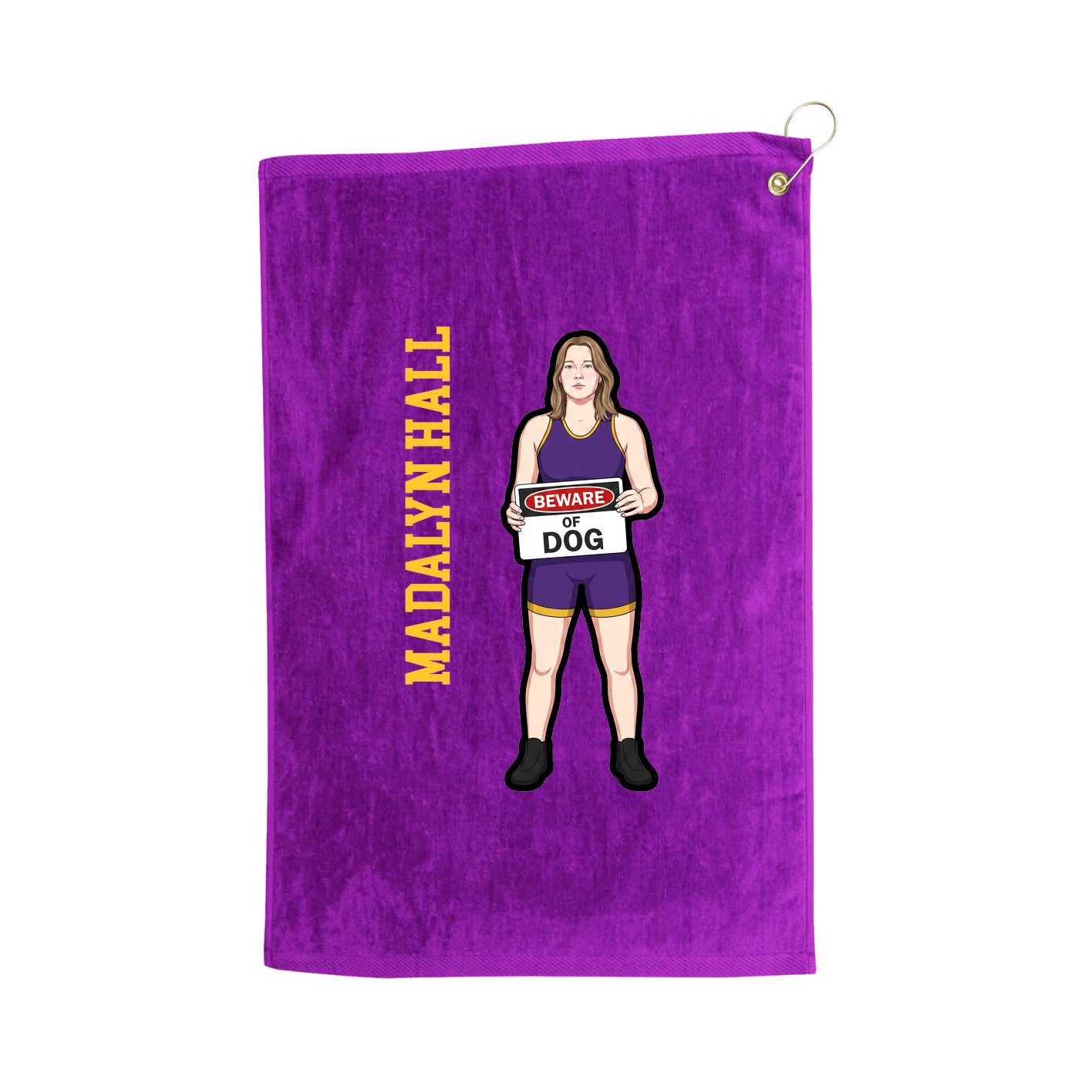 Golf Towel — Name Vertical in Purple
