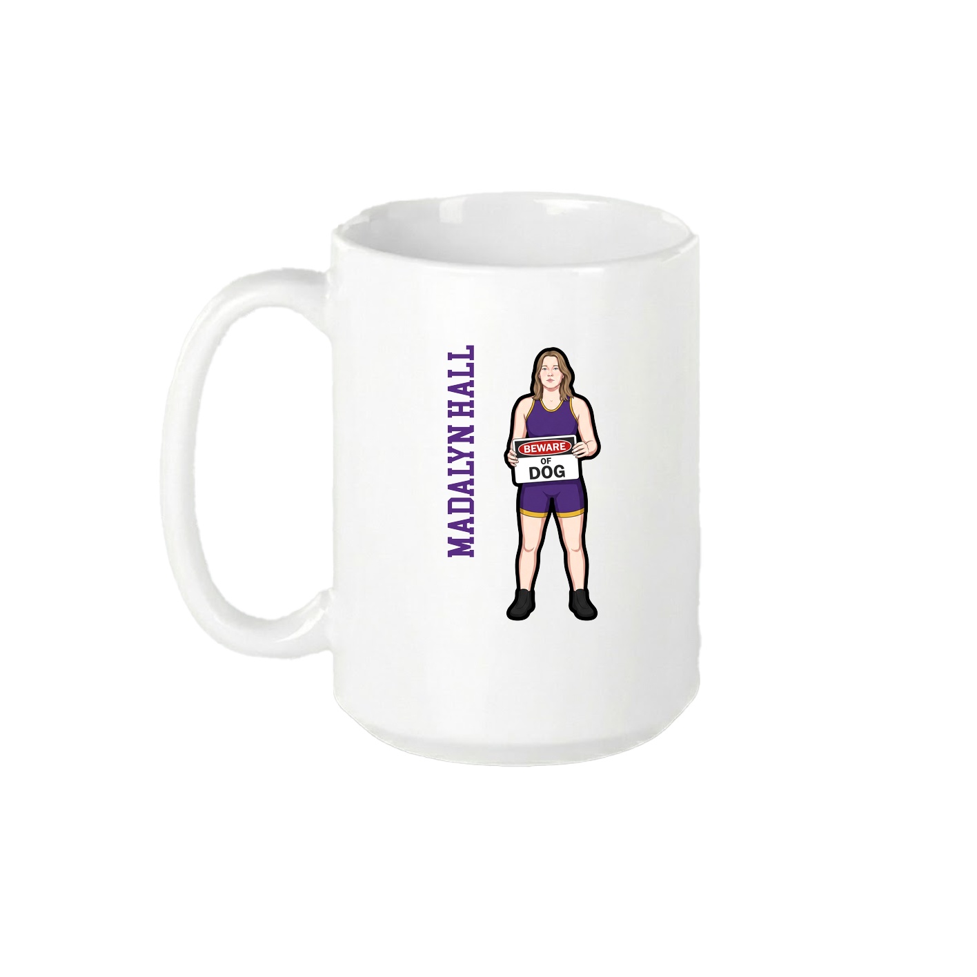 15oz Coffee Mug — Name Vertical in White