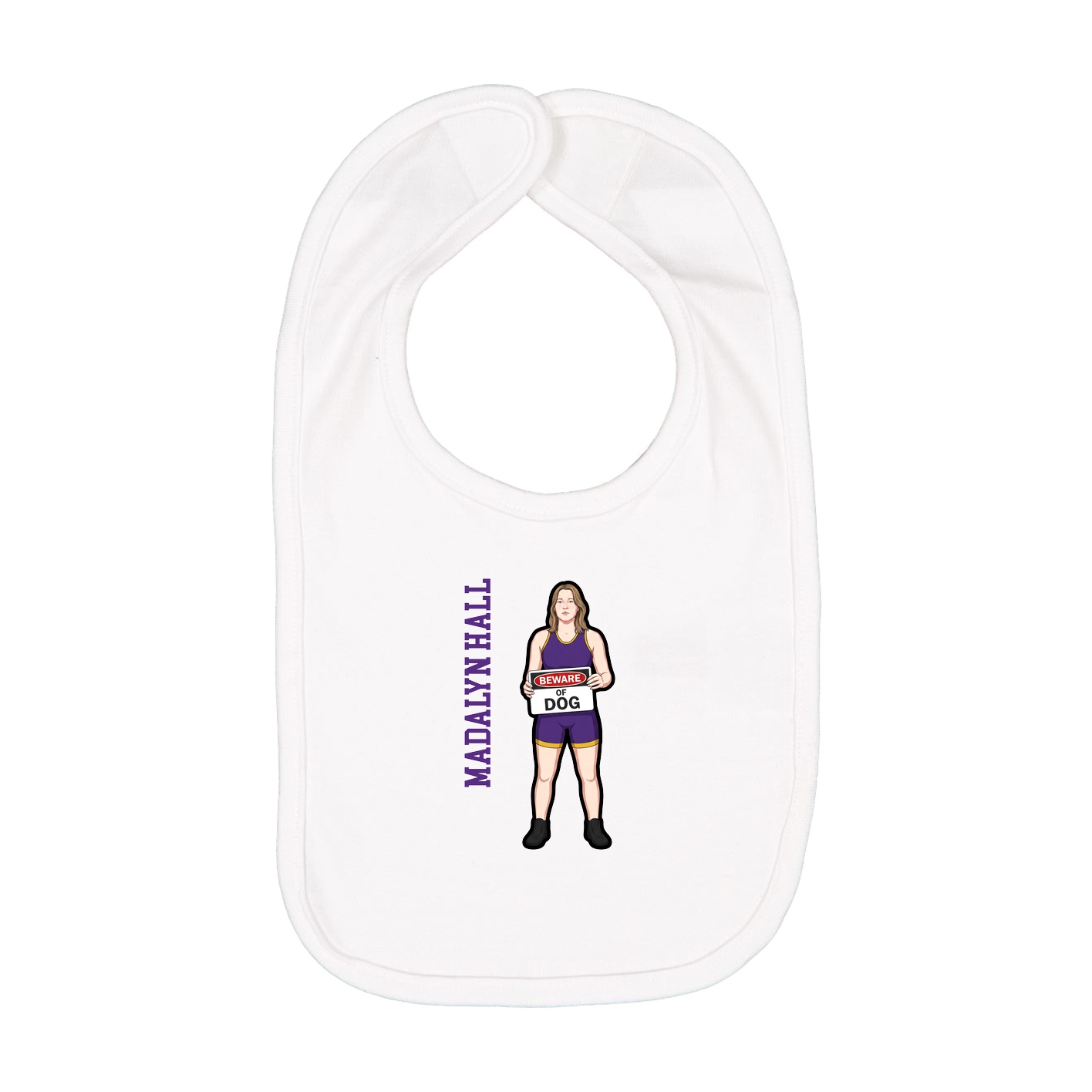 Infant Bib — Name Vertical in White
