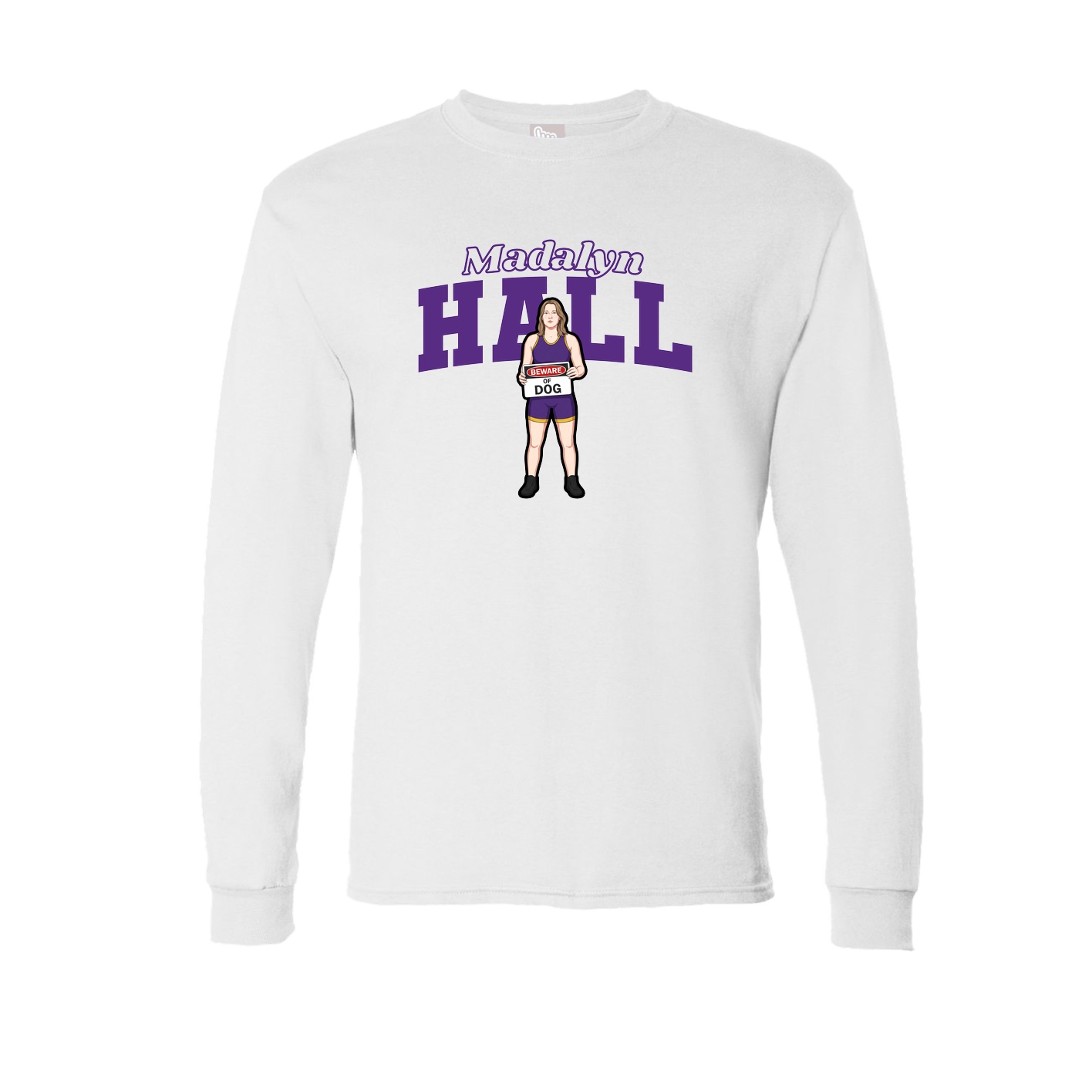 Long Sleeve Tee — Name Arch in White