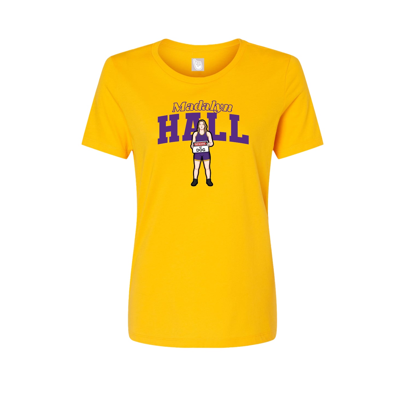 Fitted Women's Tee — Name Arch in Gold