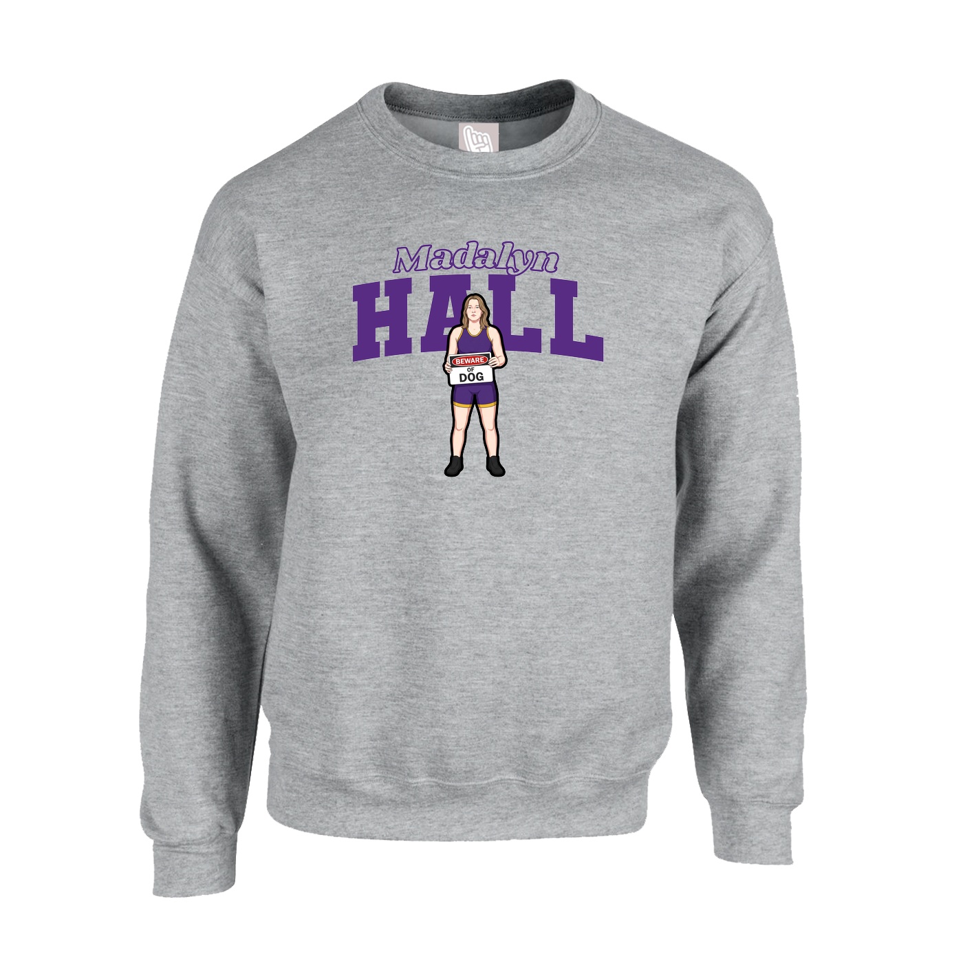 Fleece Crew — Name Arch in Grey