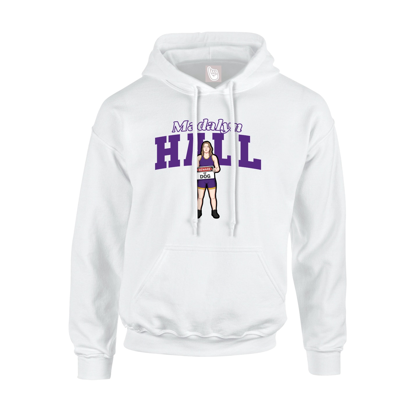 Youth Hoodie — Name Arch in White
