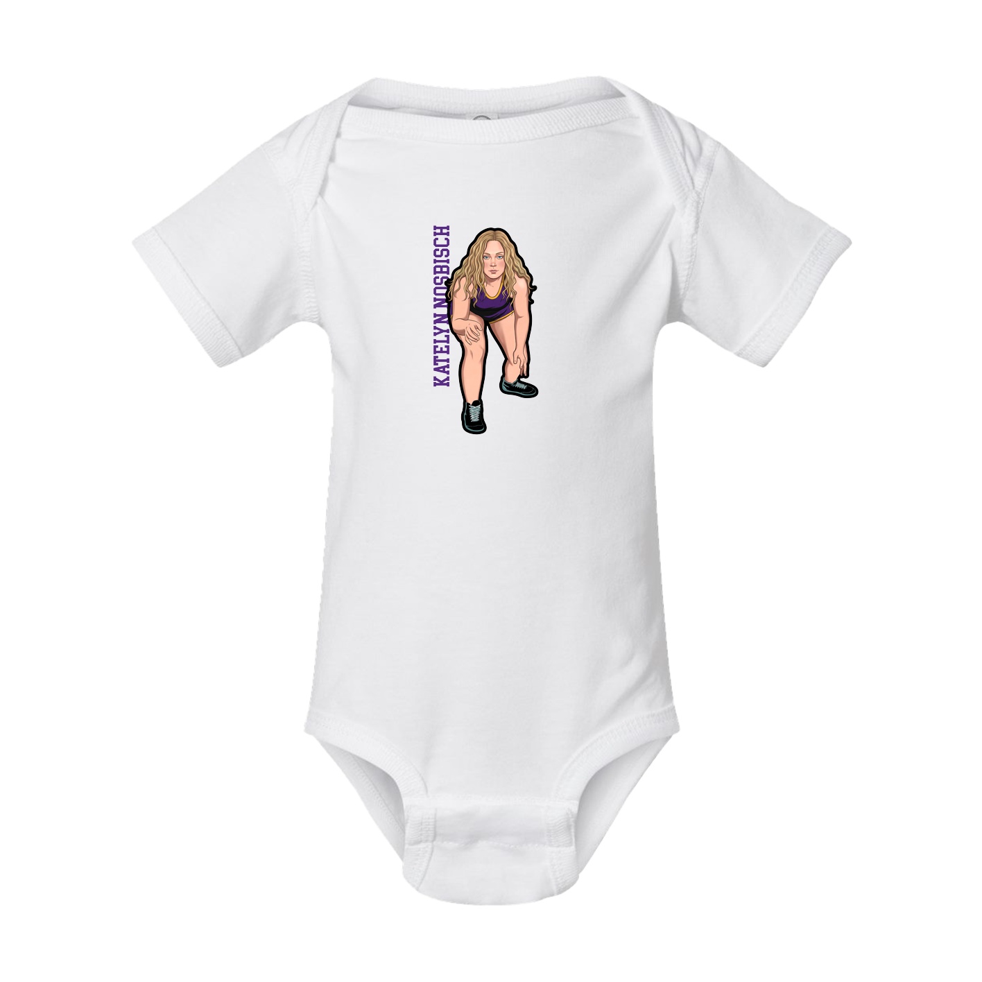 Baby Onesie — Name Vertical in White