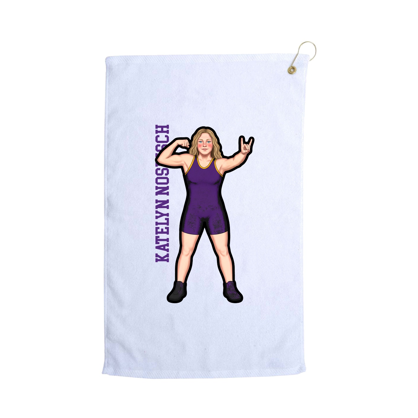 Golf Towel — Name Vertical in White