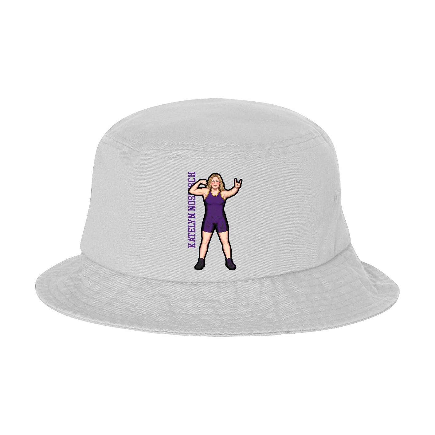 Bucket Cap — Name Vertical in White