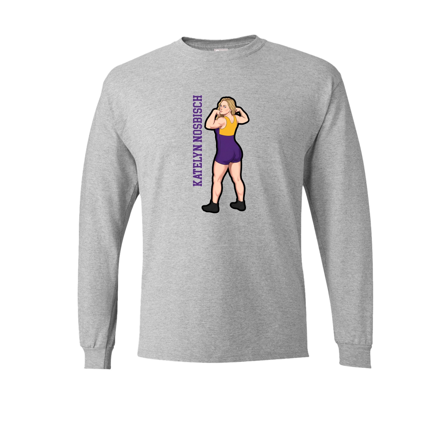 Long Sleeve Tee — Name Vertical in Grey