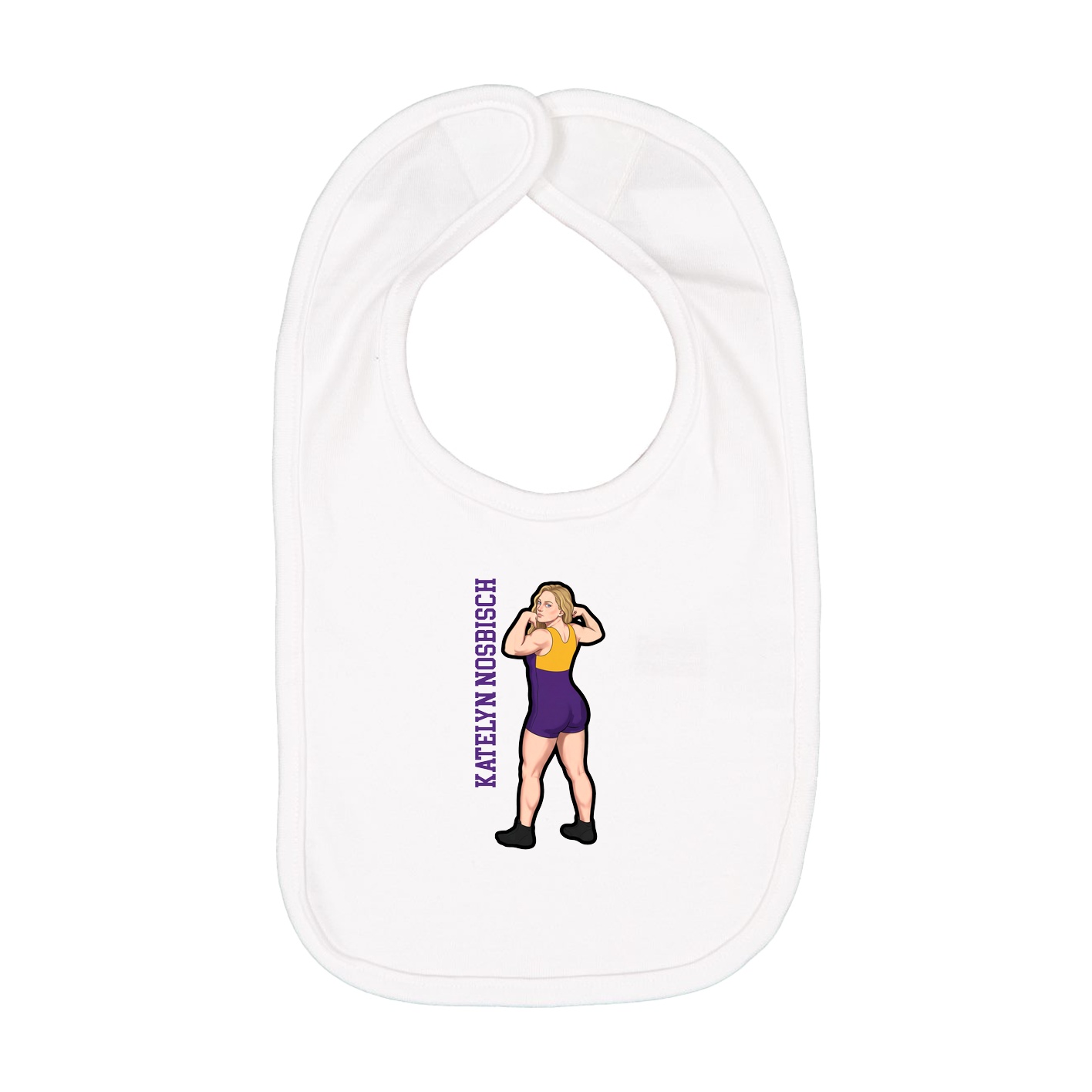Infant Bib — Name Vertical in White