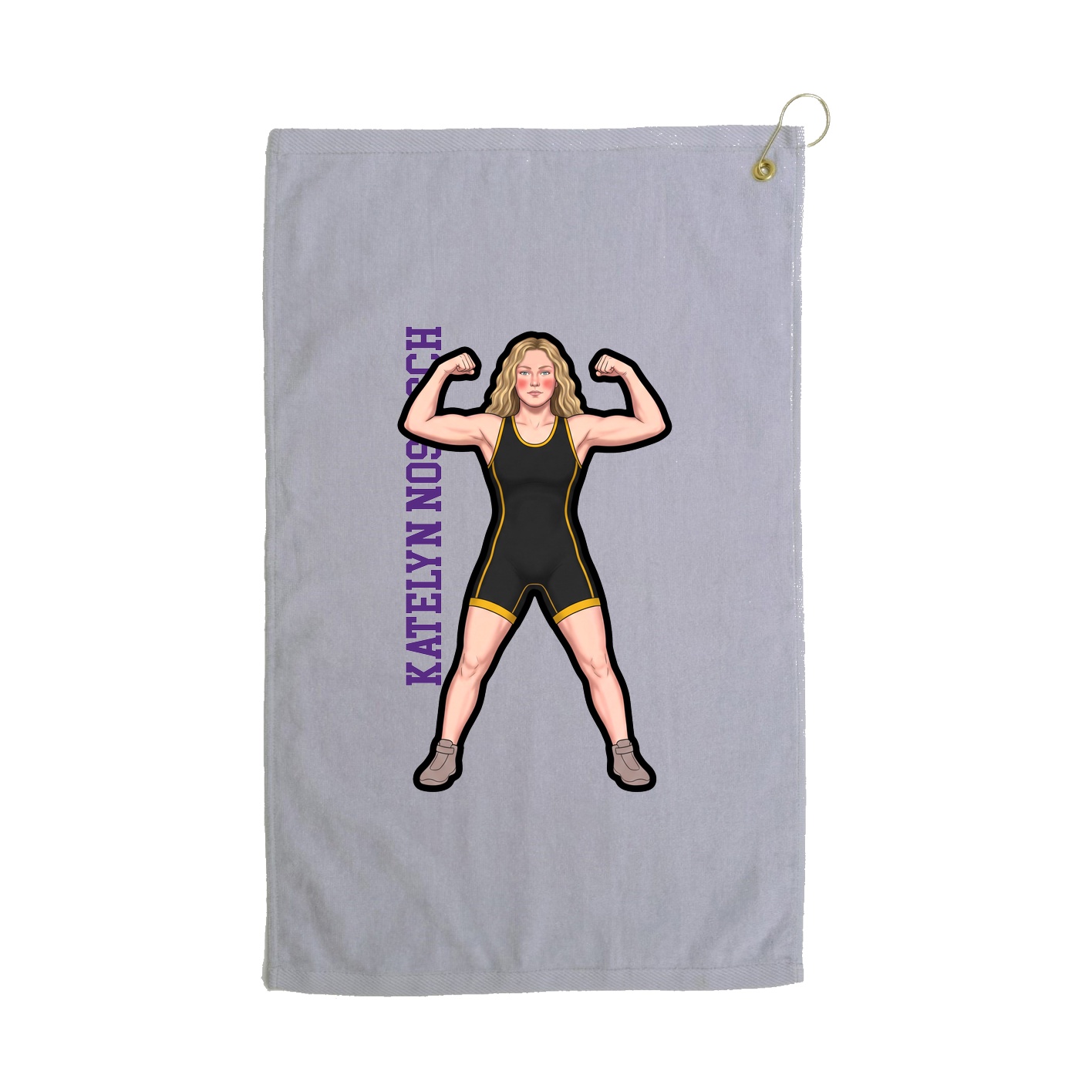 Golf Towel — Name Vertical in Grey