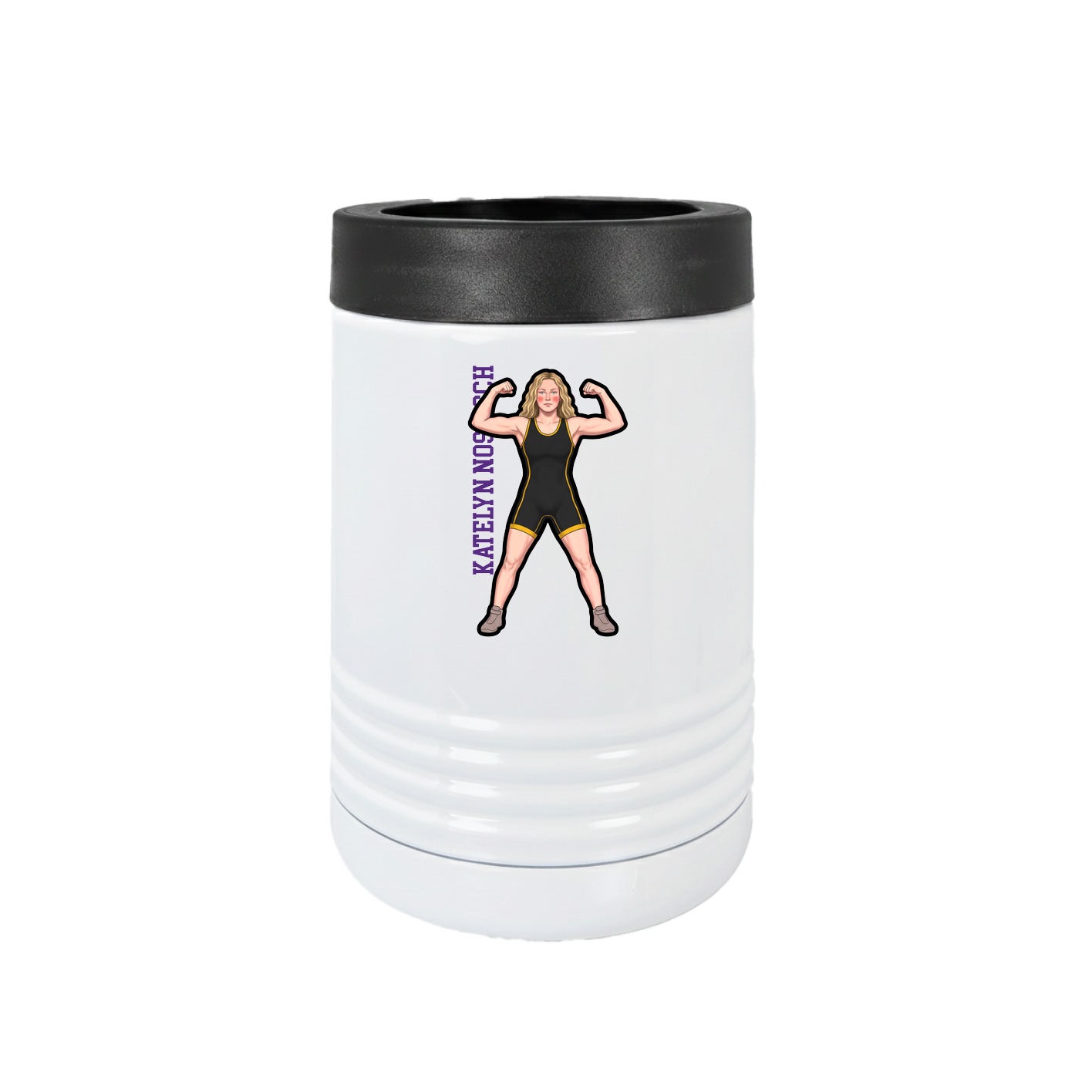 Beverage Holder — Name Vertical in White