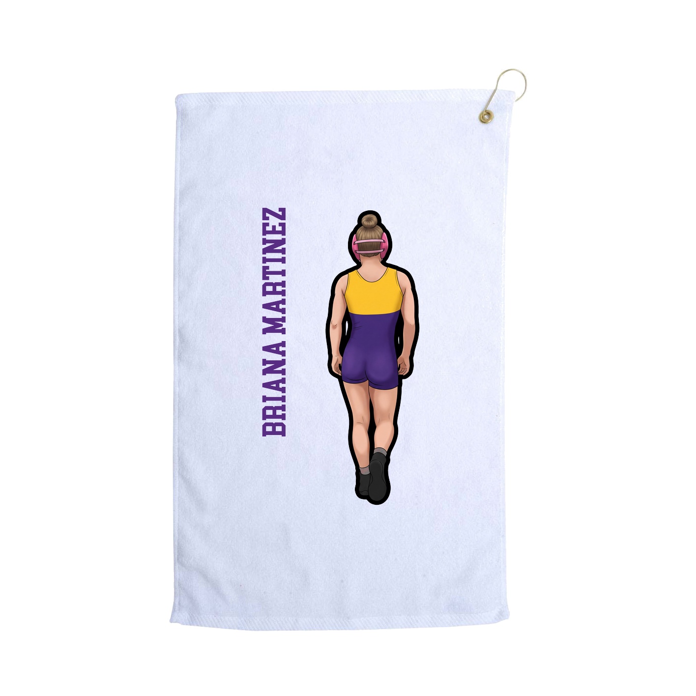 Golf Towel — Name Vertical in White