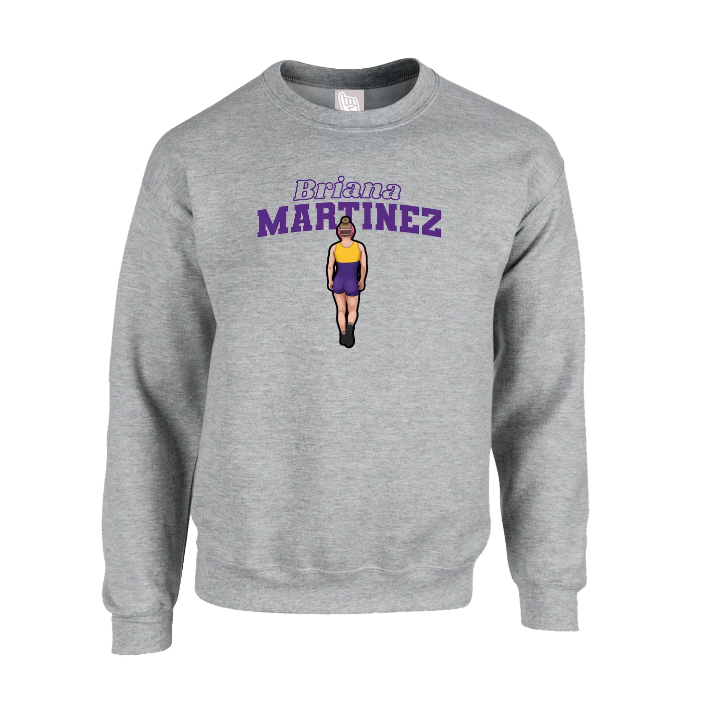 Fleece Crew — Name Arch in Grey