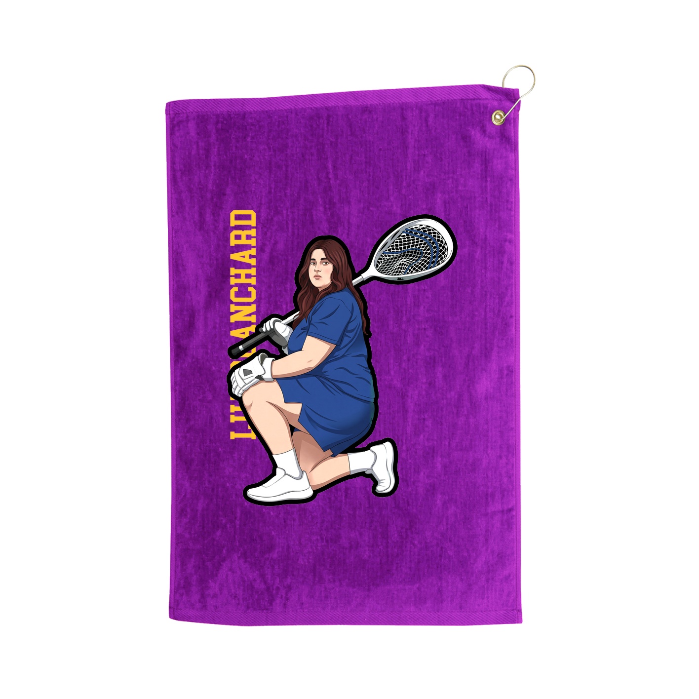 Golf Towel — Name Vertical in Purple