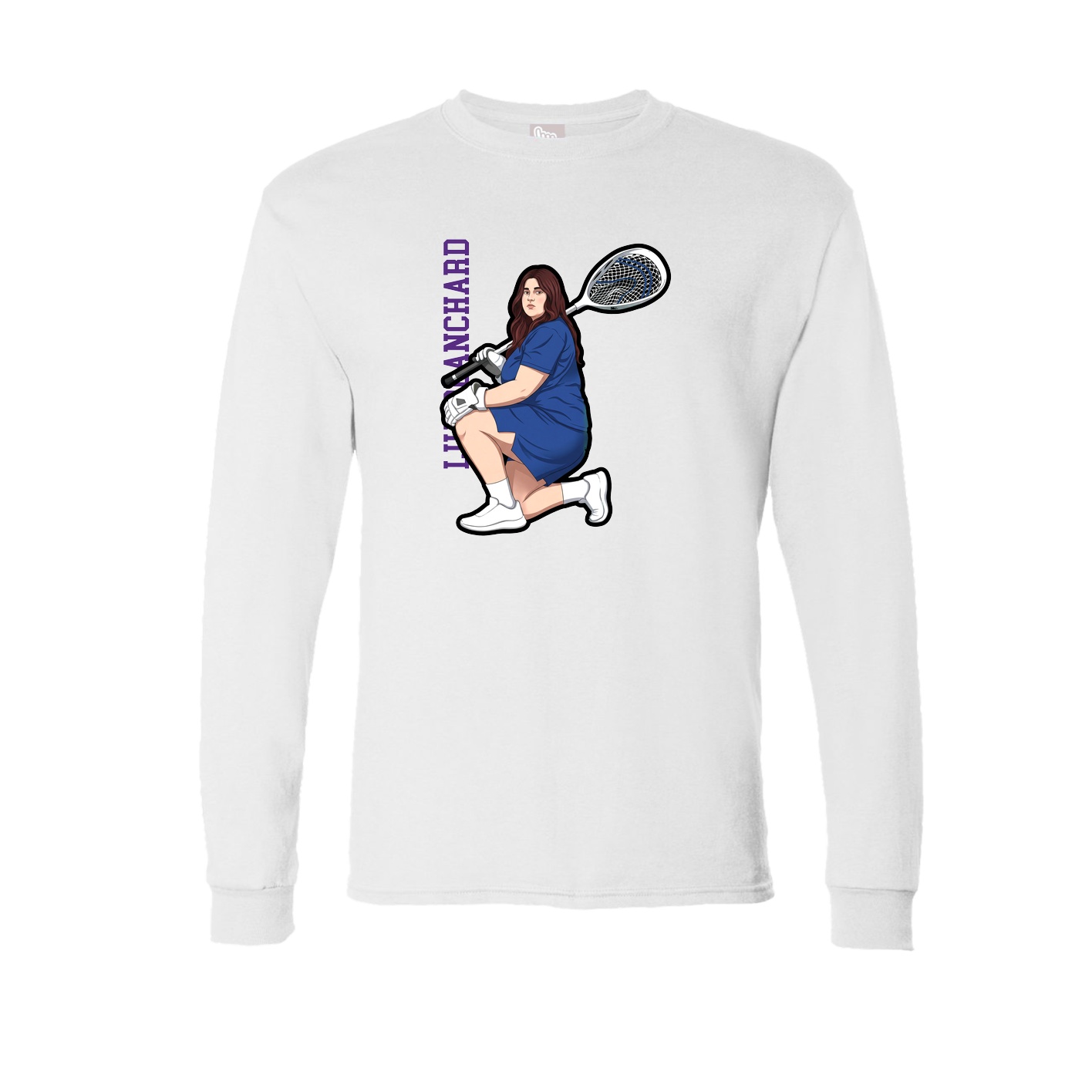 Long Sleeve Tee — Name Vertical in White