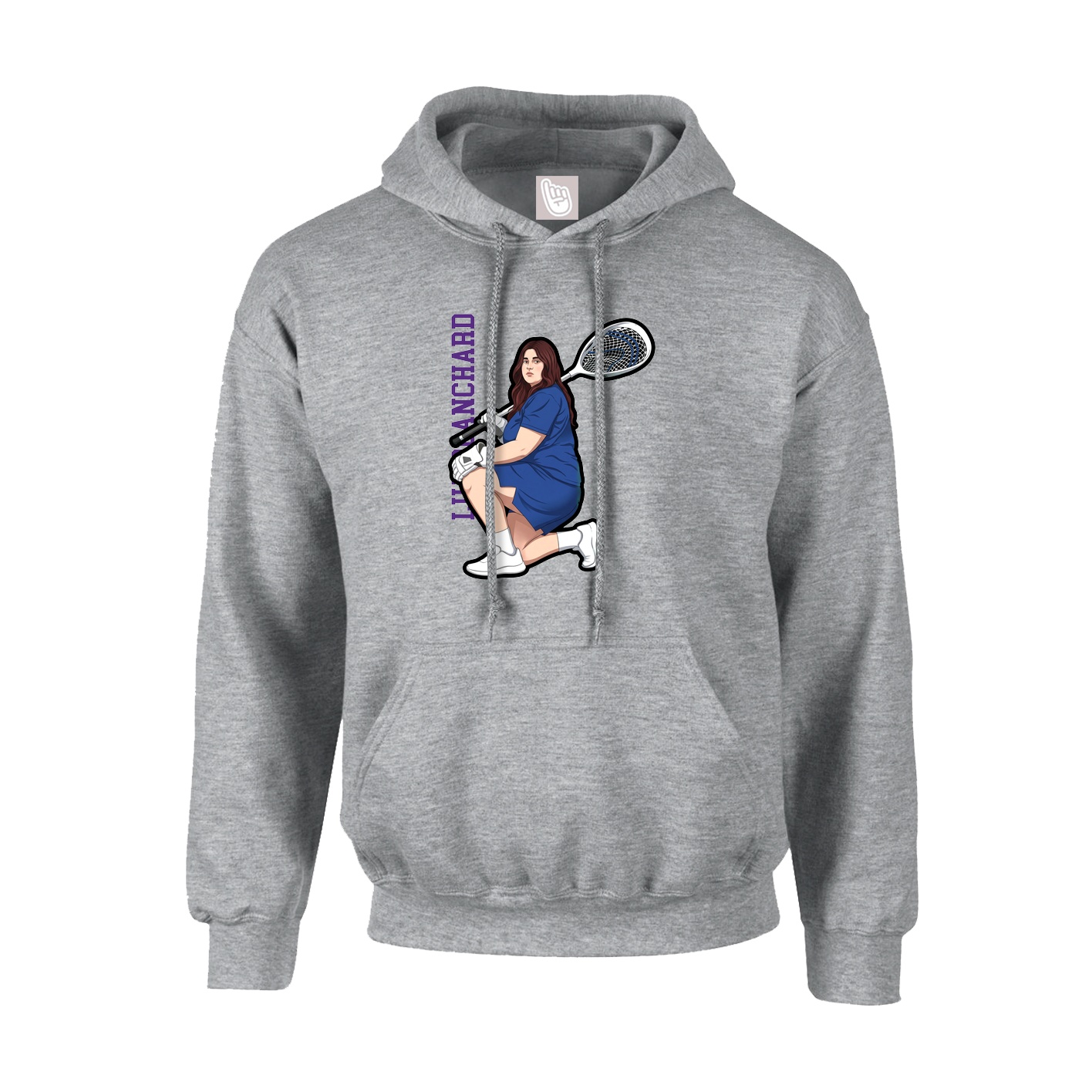 Youth Hoodie — Name Vertical in Grey