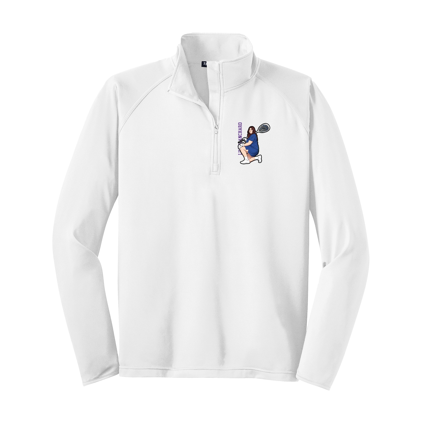 Q-Zip Pullover — Name Vertical in White