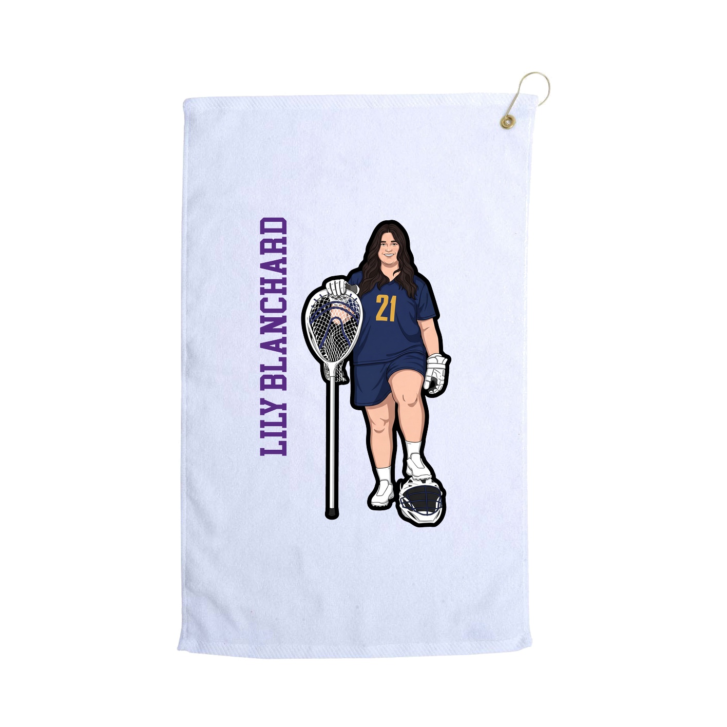 Golf Towel — Name Vertical in White