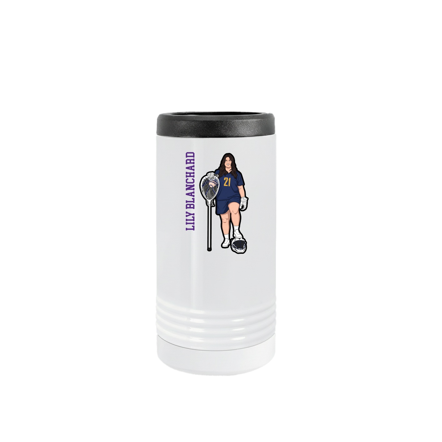 Slim Beverage Holder — Name Vertical in White