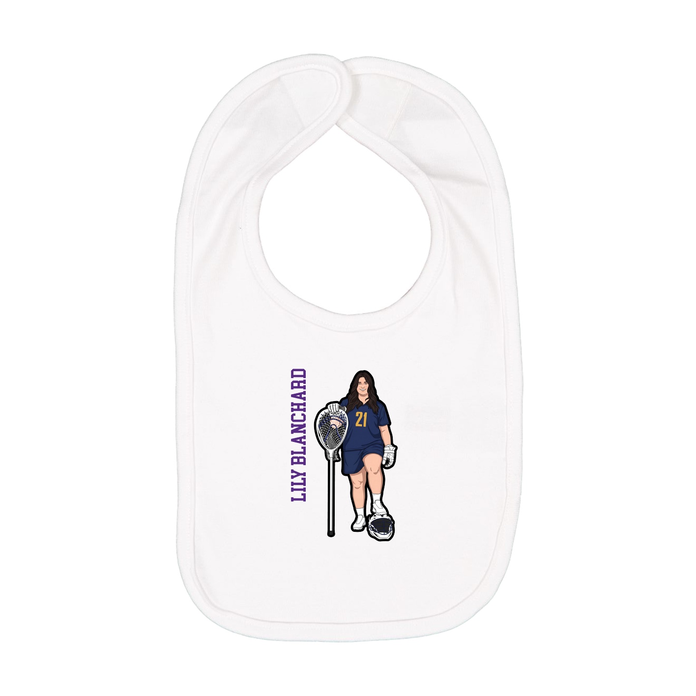 Infant Bib — Name Vertical in White