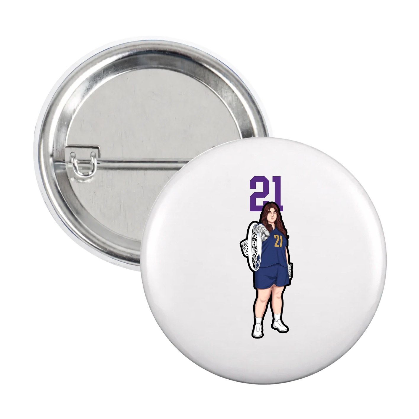 Game Day Button — Number Top in White