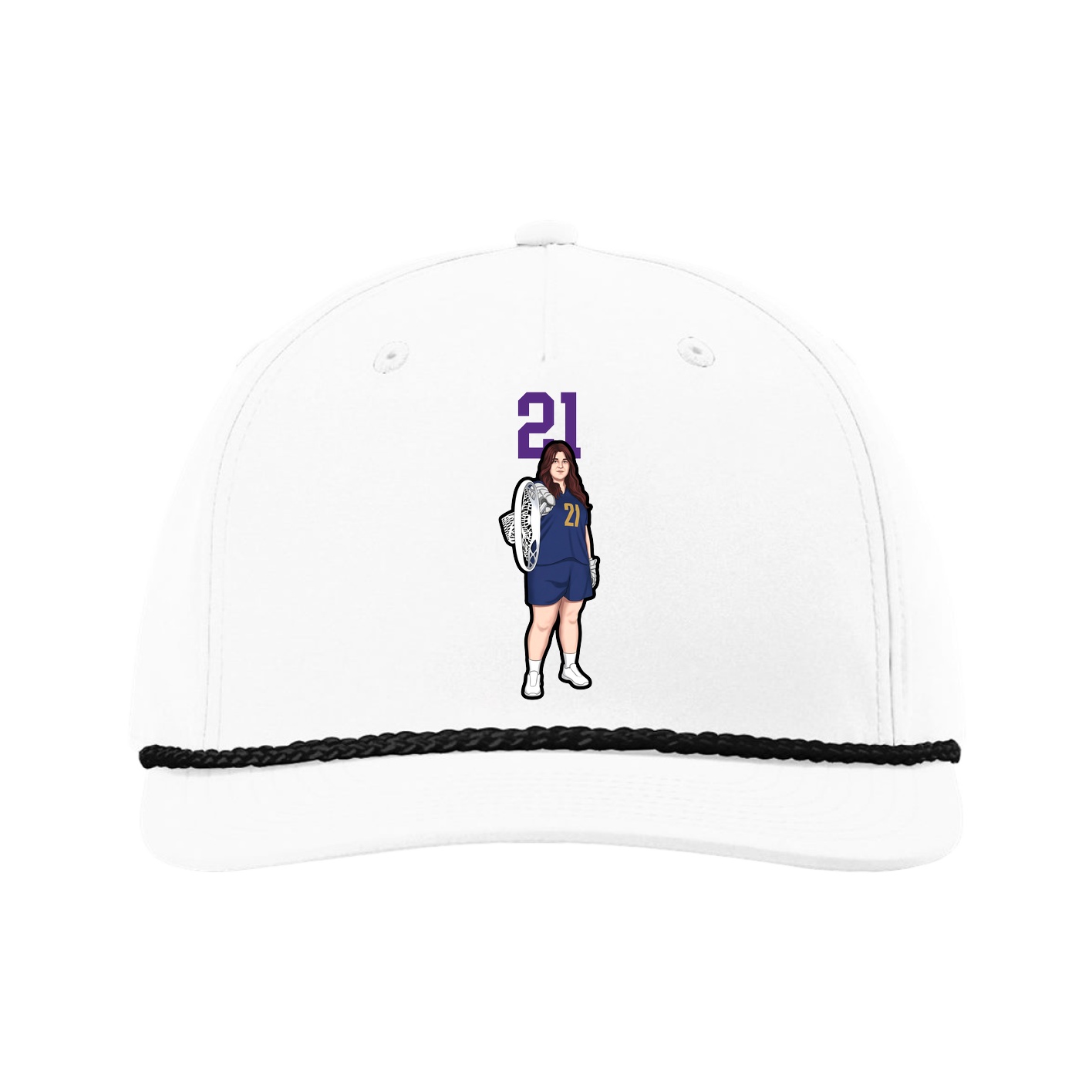 Five-Panel Classic Rope Cap — Number Top in White