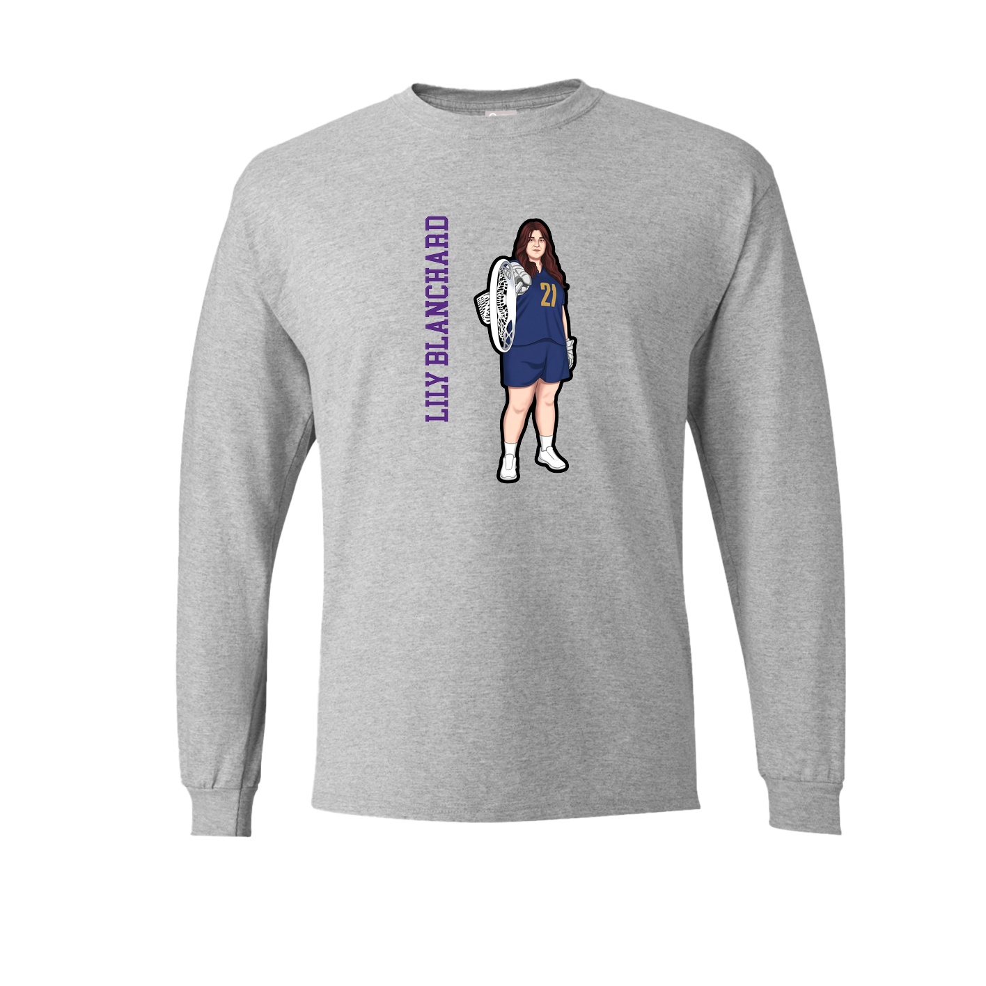 Long Sleeve Tee — Name Vertical in Grey