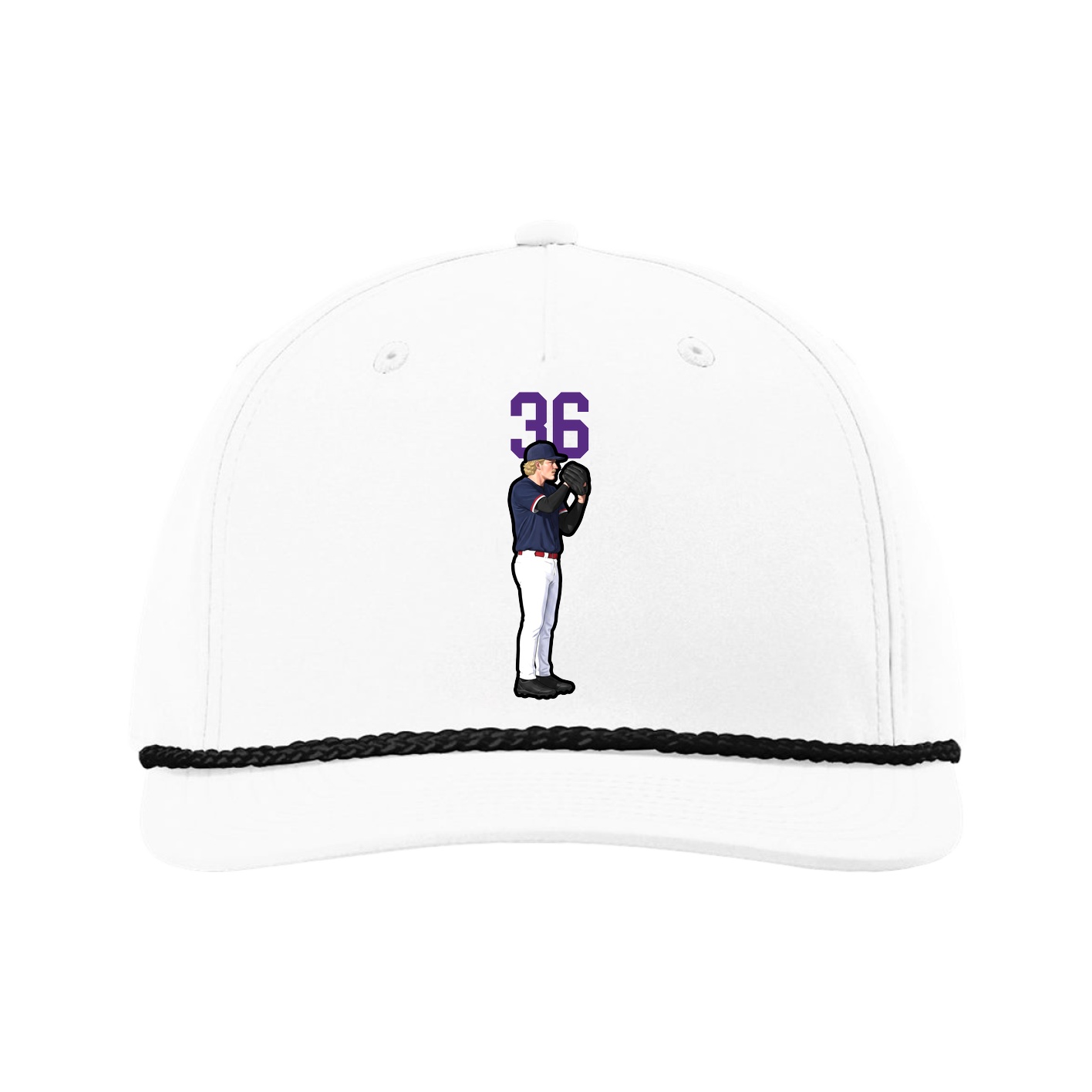 Five-Panel Classic Rope Cap — Number Top in White