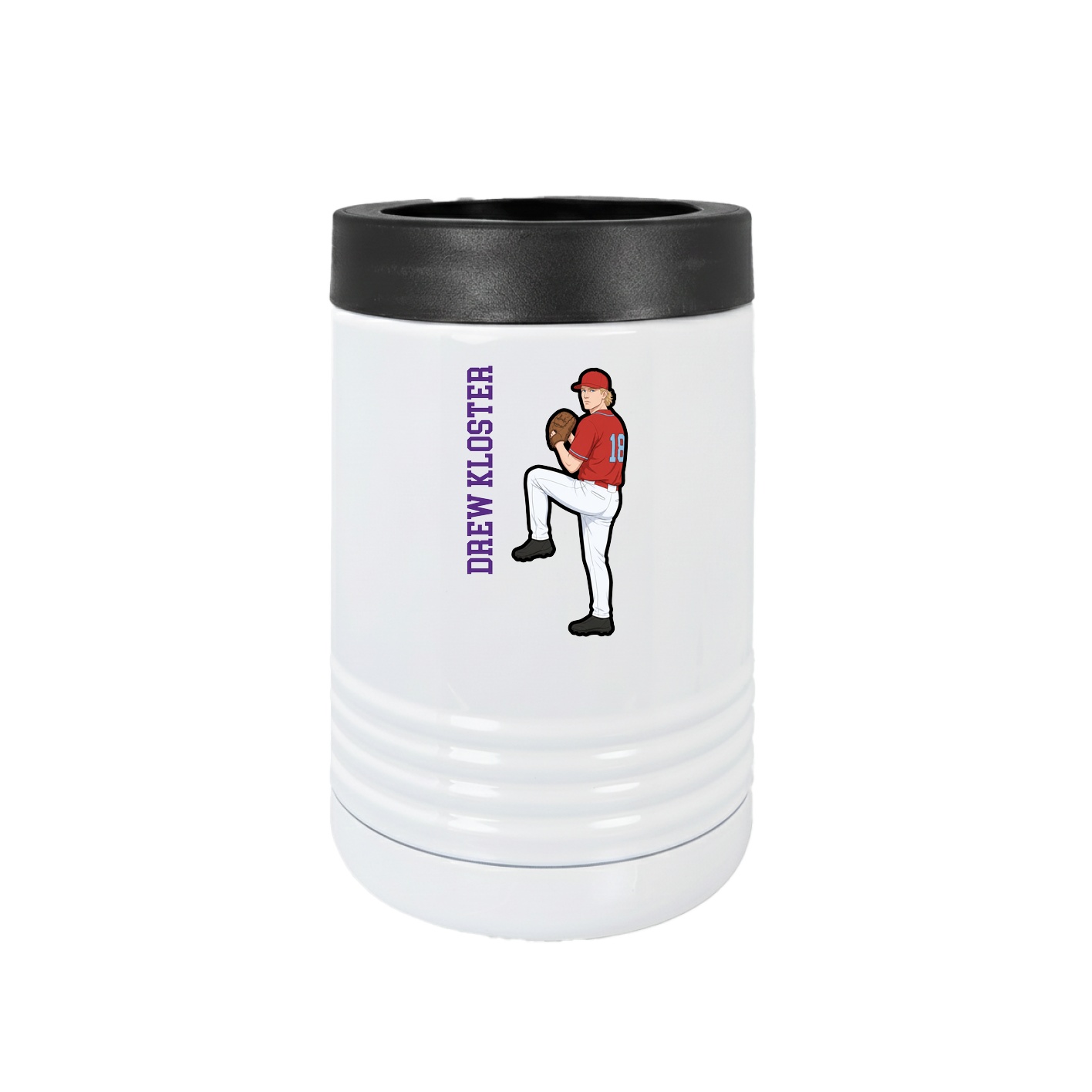 Beverage Holder — Name Vertical in White