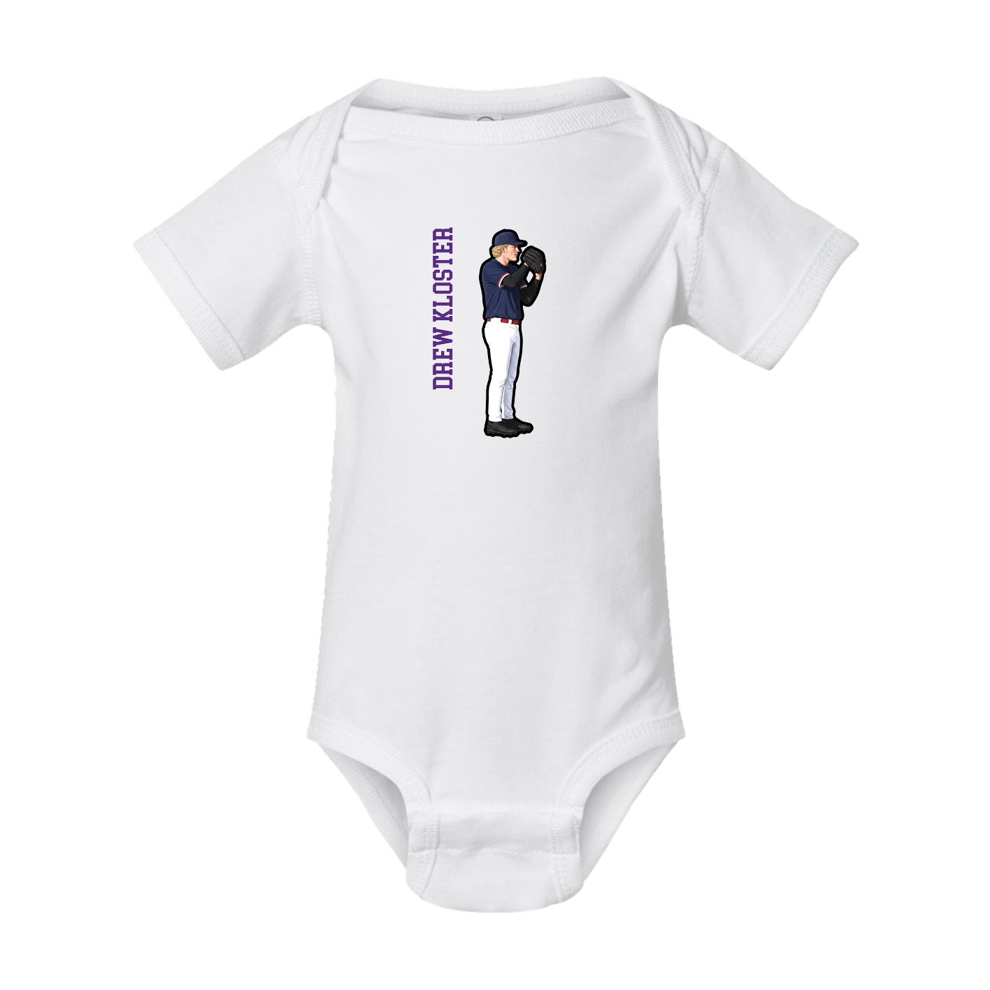 Baby Onesie — Name Vertical in White