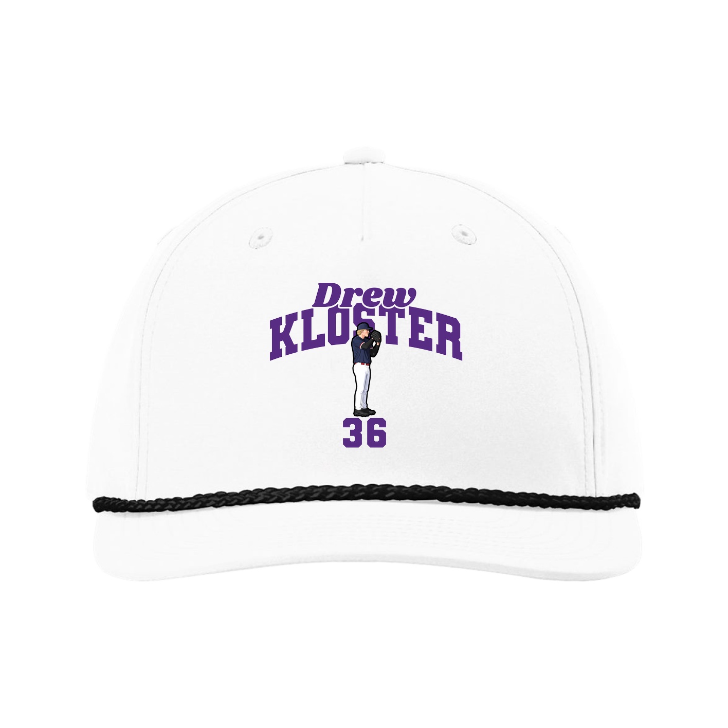 Five-Panel Classic Rope Cap — Signature Arch in White