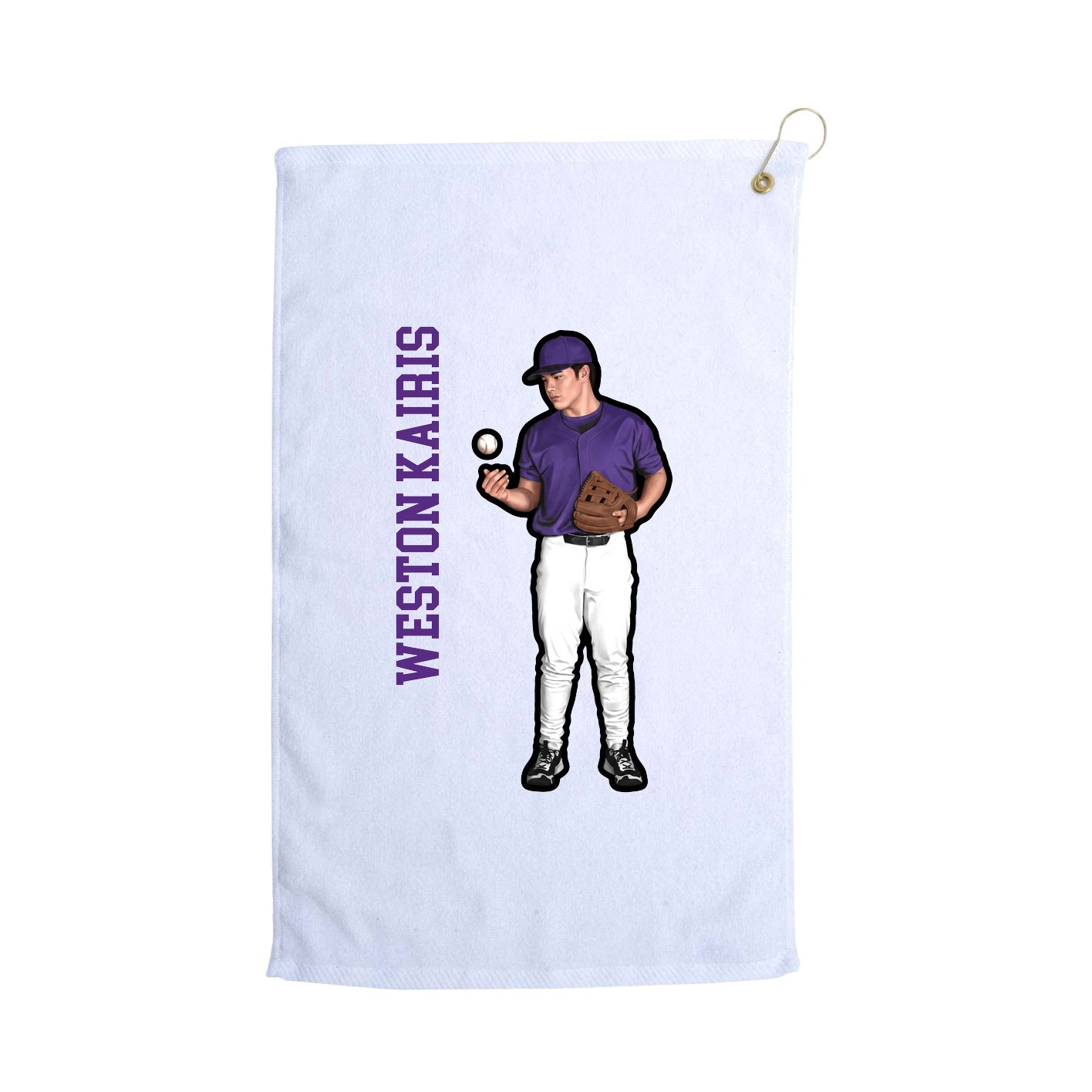 Golf Towel — Name Vertical in White