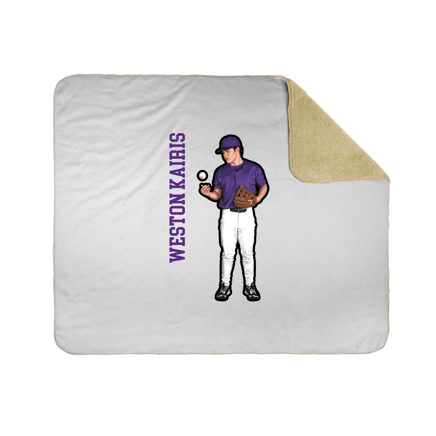 Throw Blanket — Name Vertical in White