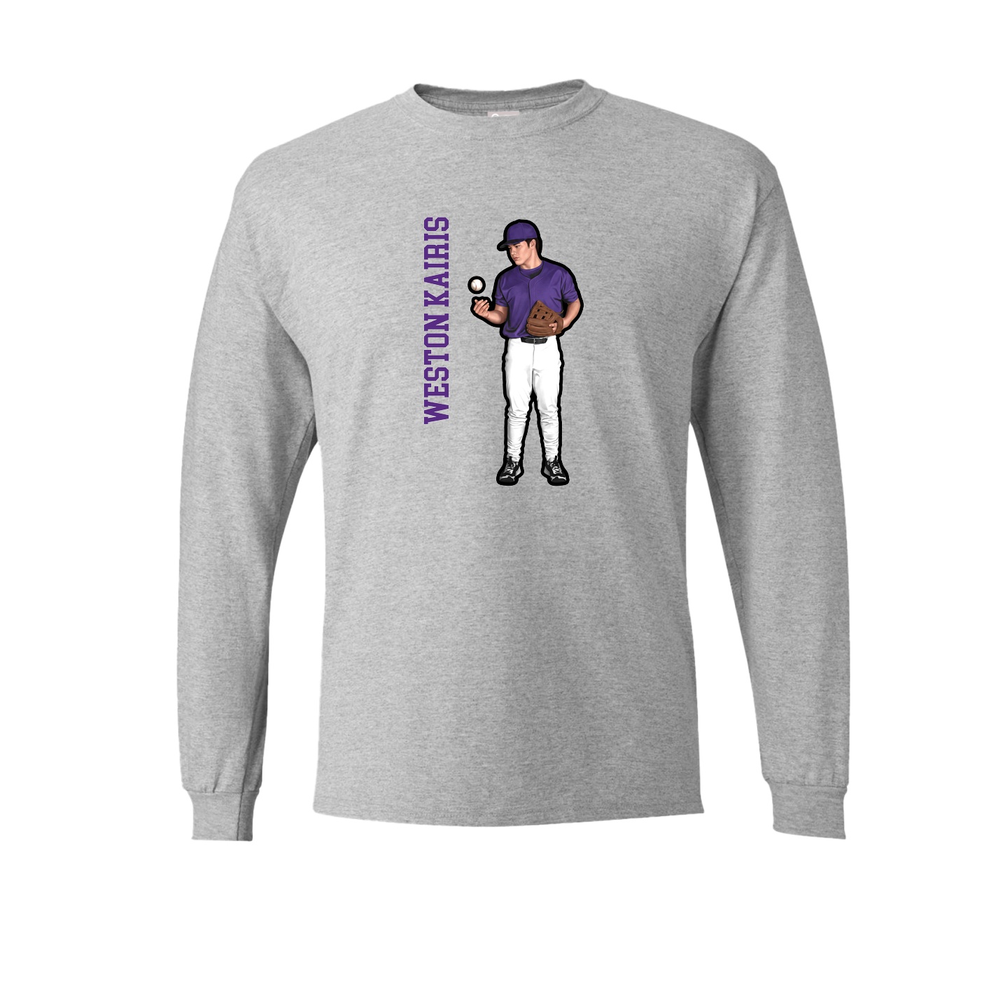 Long Sleeve Tee — Name Vertical in Grey