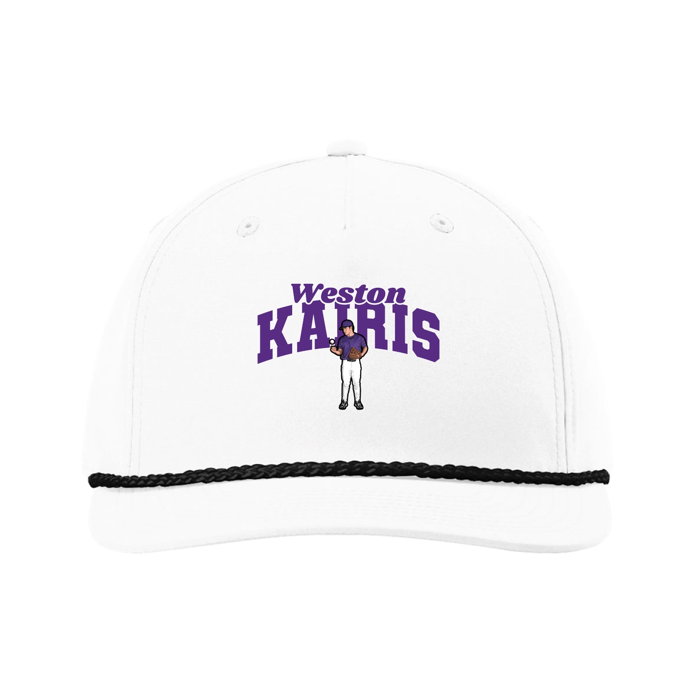 Five-Panel Classic Rope Cap — Signature Arch in White
