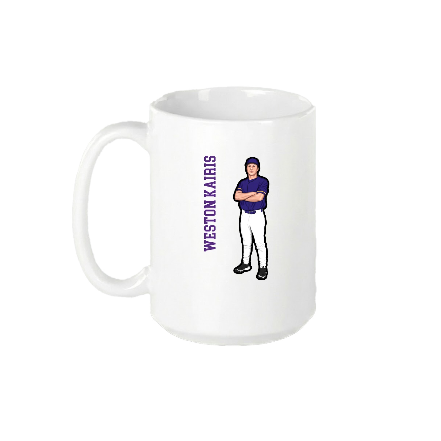 15oz Coffee Mug — Name Vertical in White