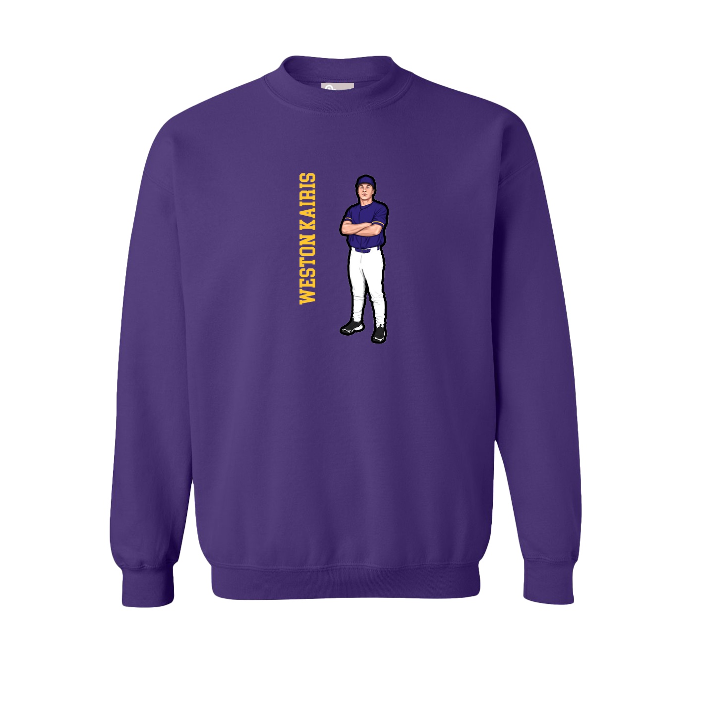 Fleece Crew — Name Vertical in Purple