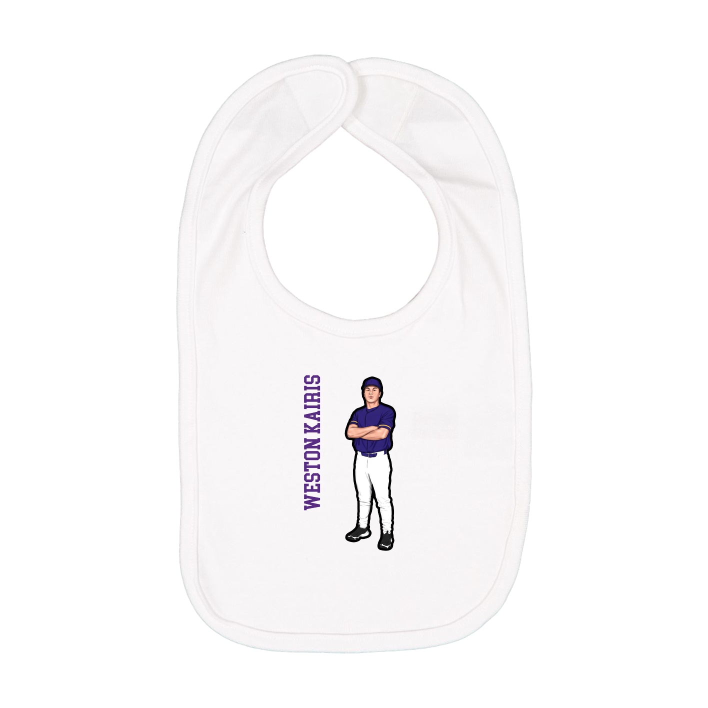 Infant Bib — Name Vertical in White