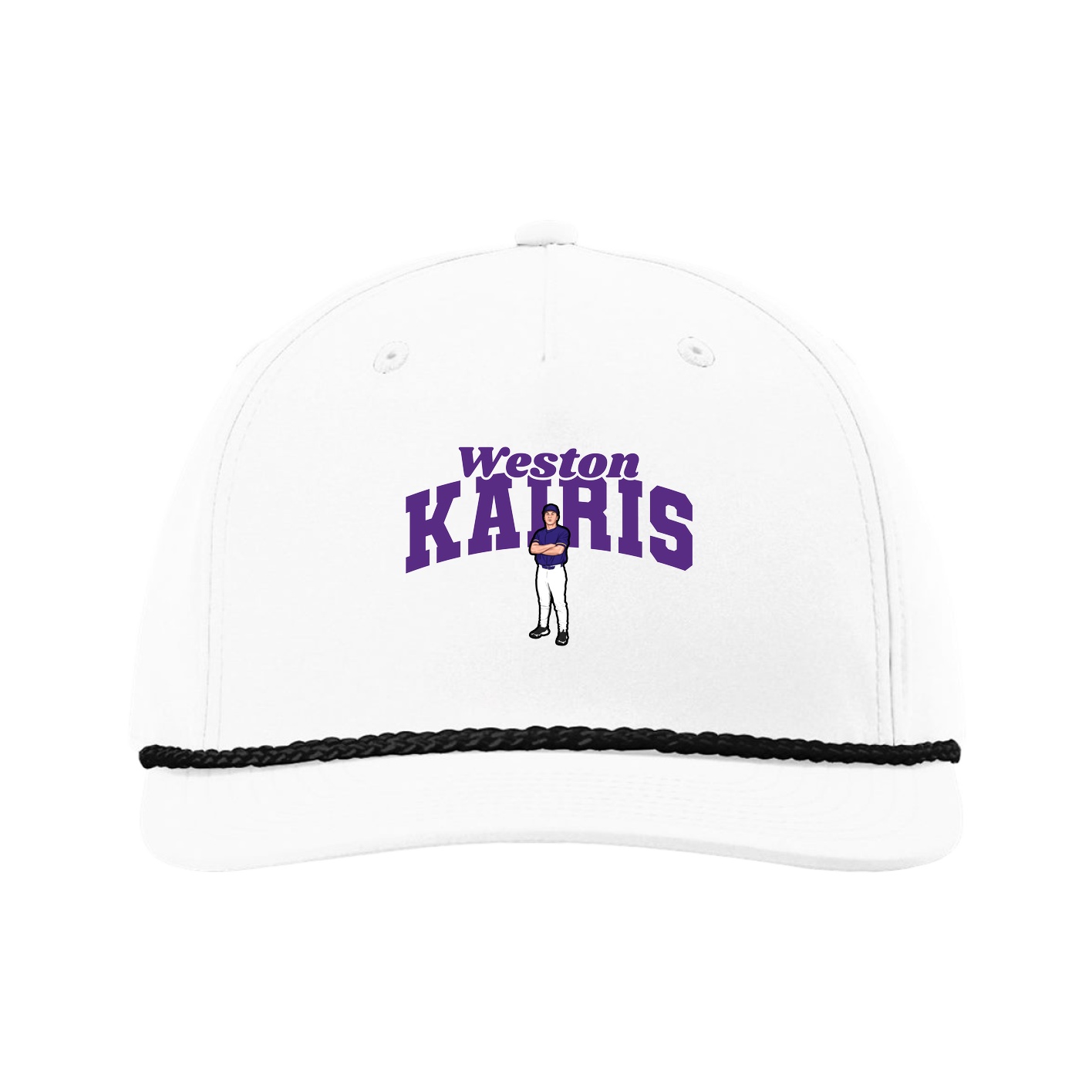 Five-Panel Classic Rope Cap — Signature Arch in White