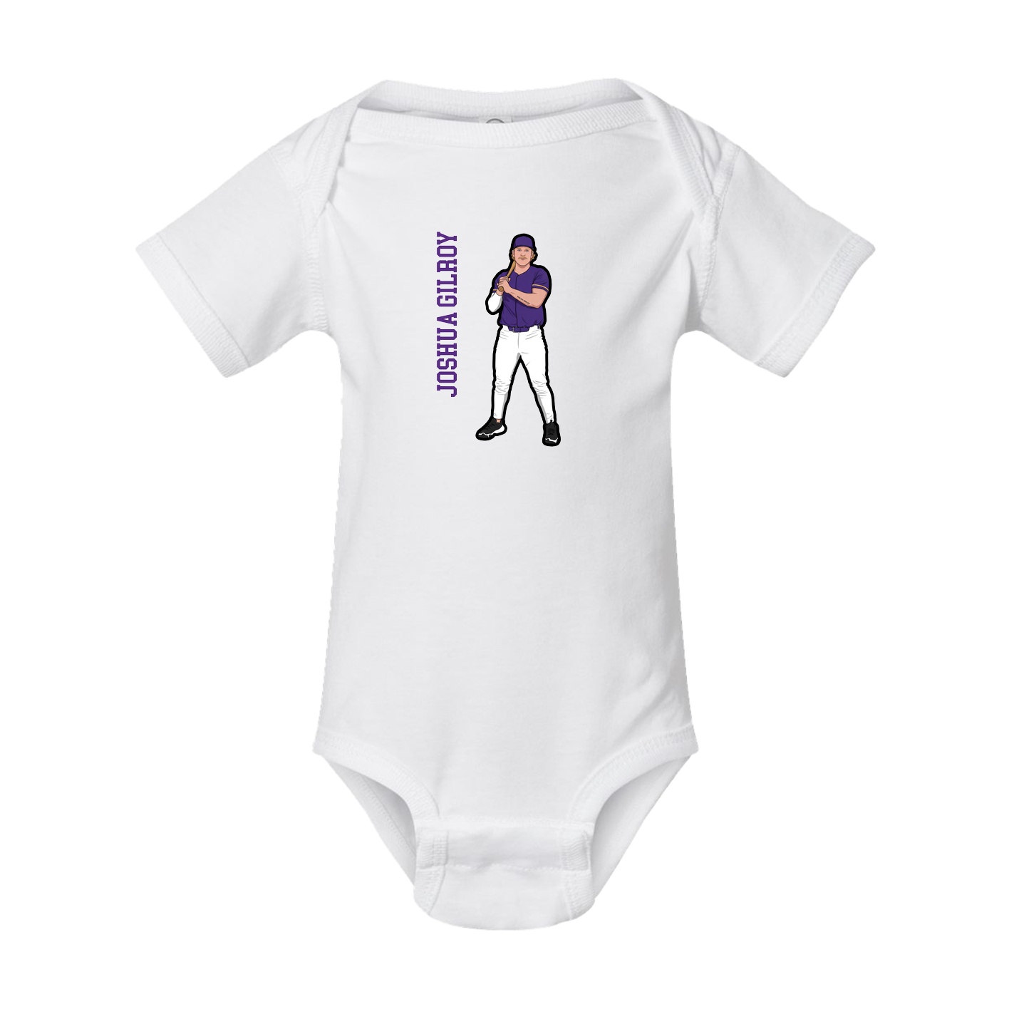Baby Onesie — Name Vertical in White