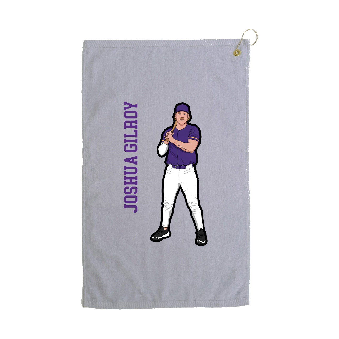 Golf Towel — Name Vertical in Grey