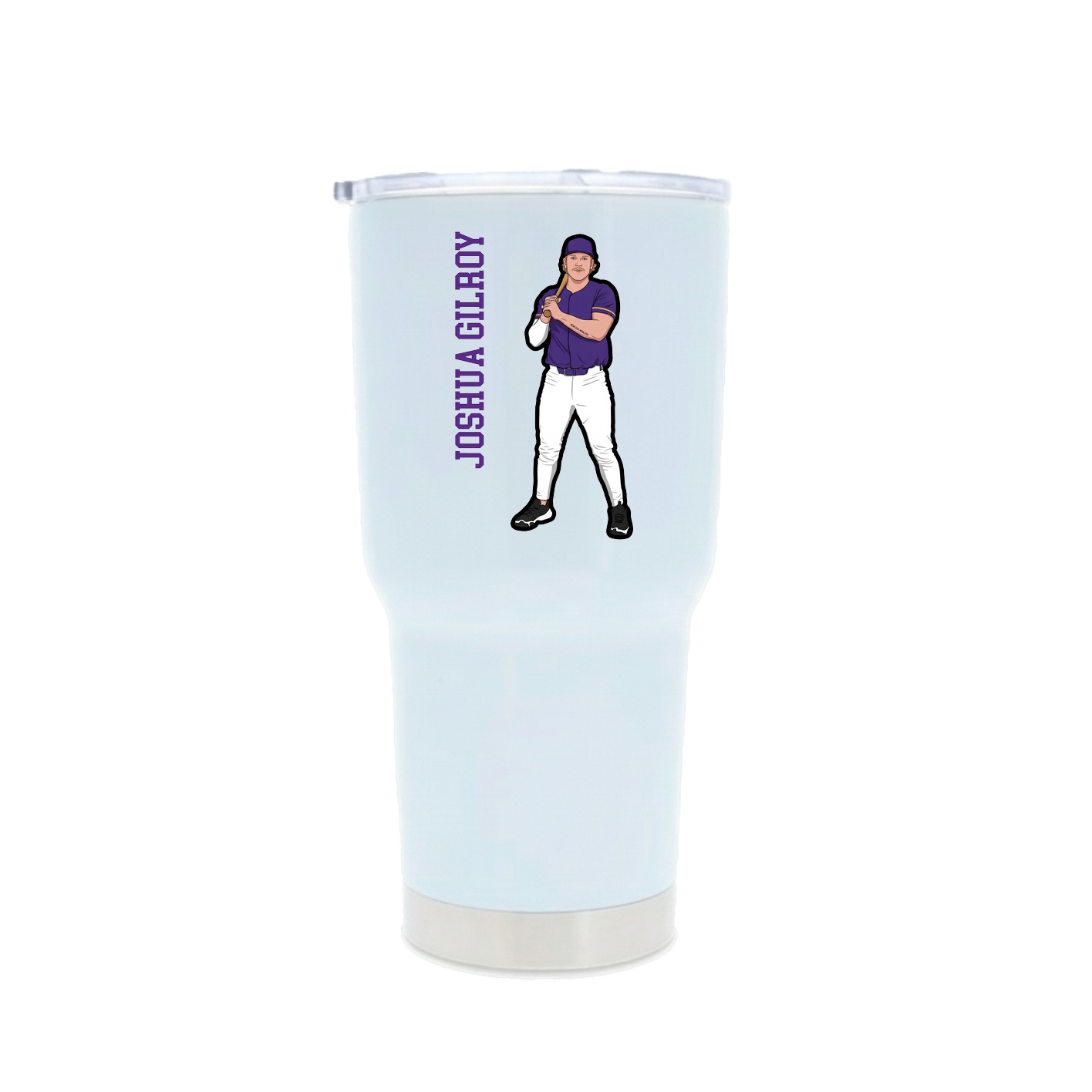 30oz Stainless Steel Tumbler — Name Vertical in White