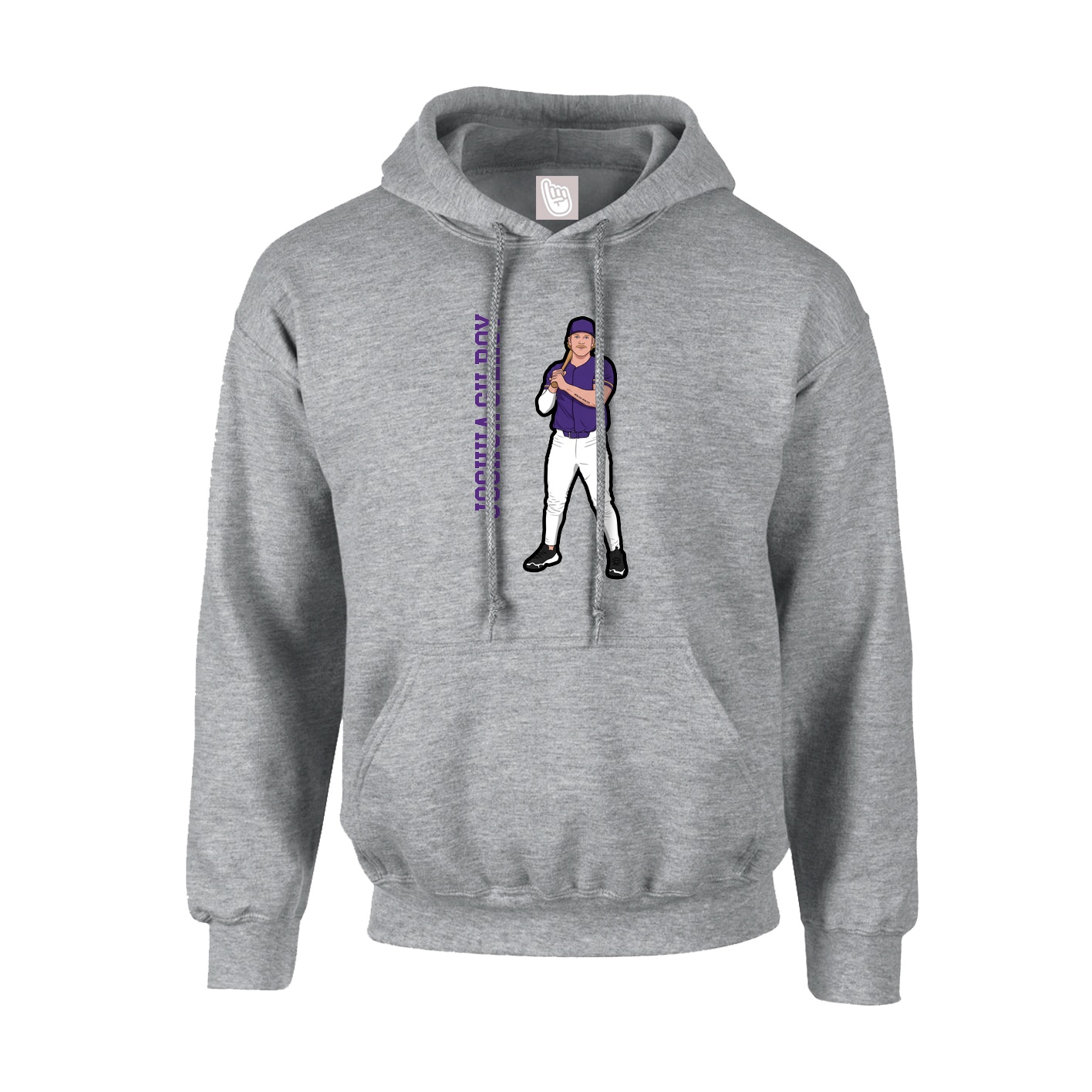 Hoodie — Name Vertical in Grey